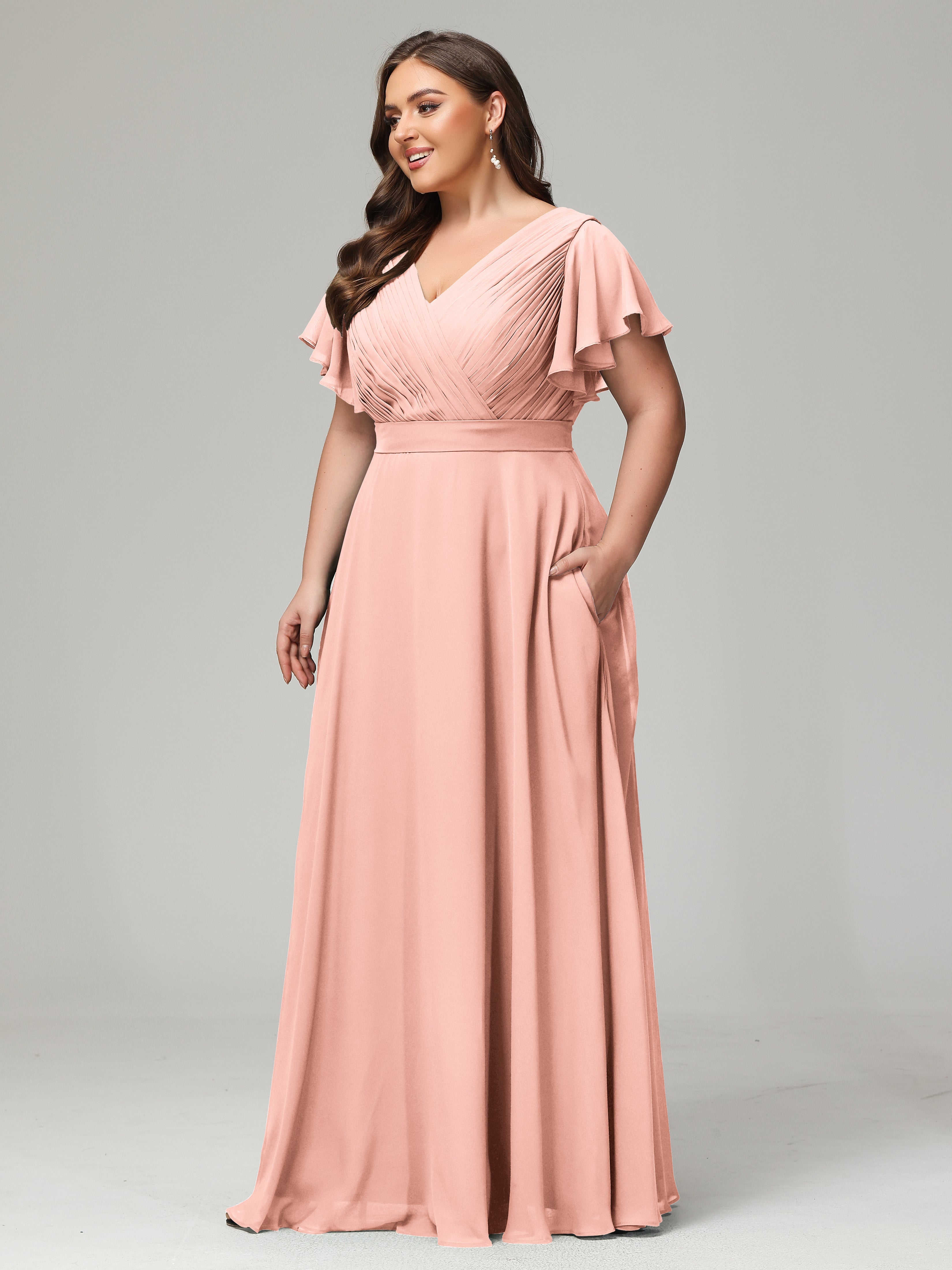 Elegant Plus Size Long Bridesmaid Dresses with Sleeves