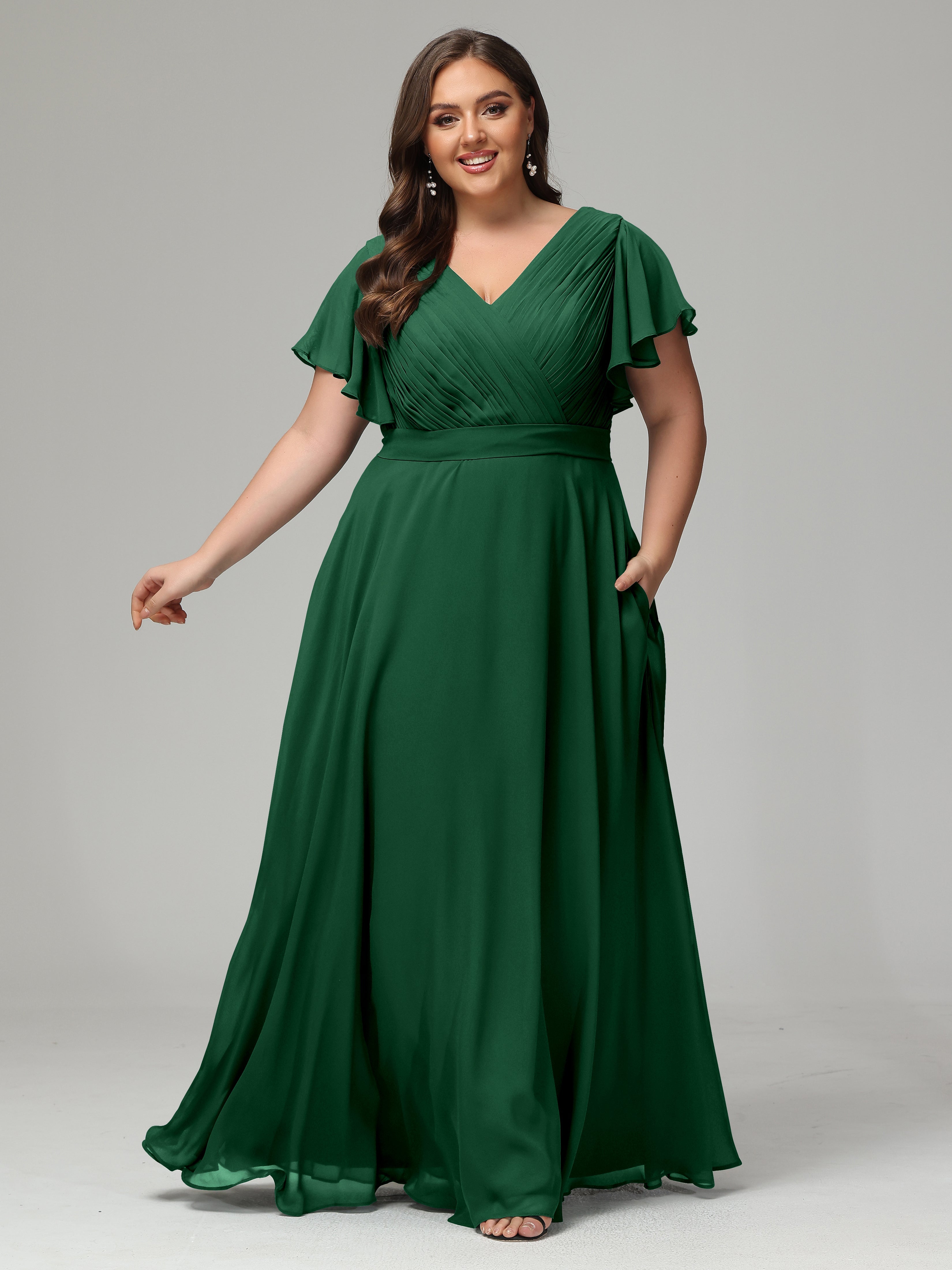 Elegant Plus Size Long Bridesmaid Dresses with Sleeves