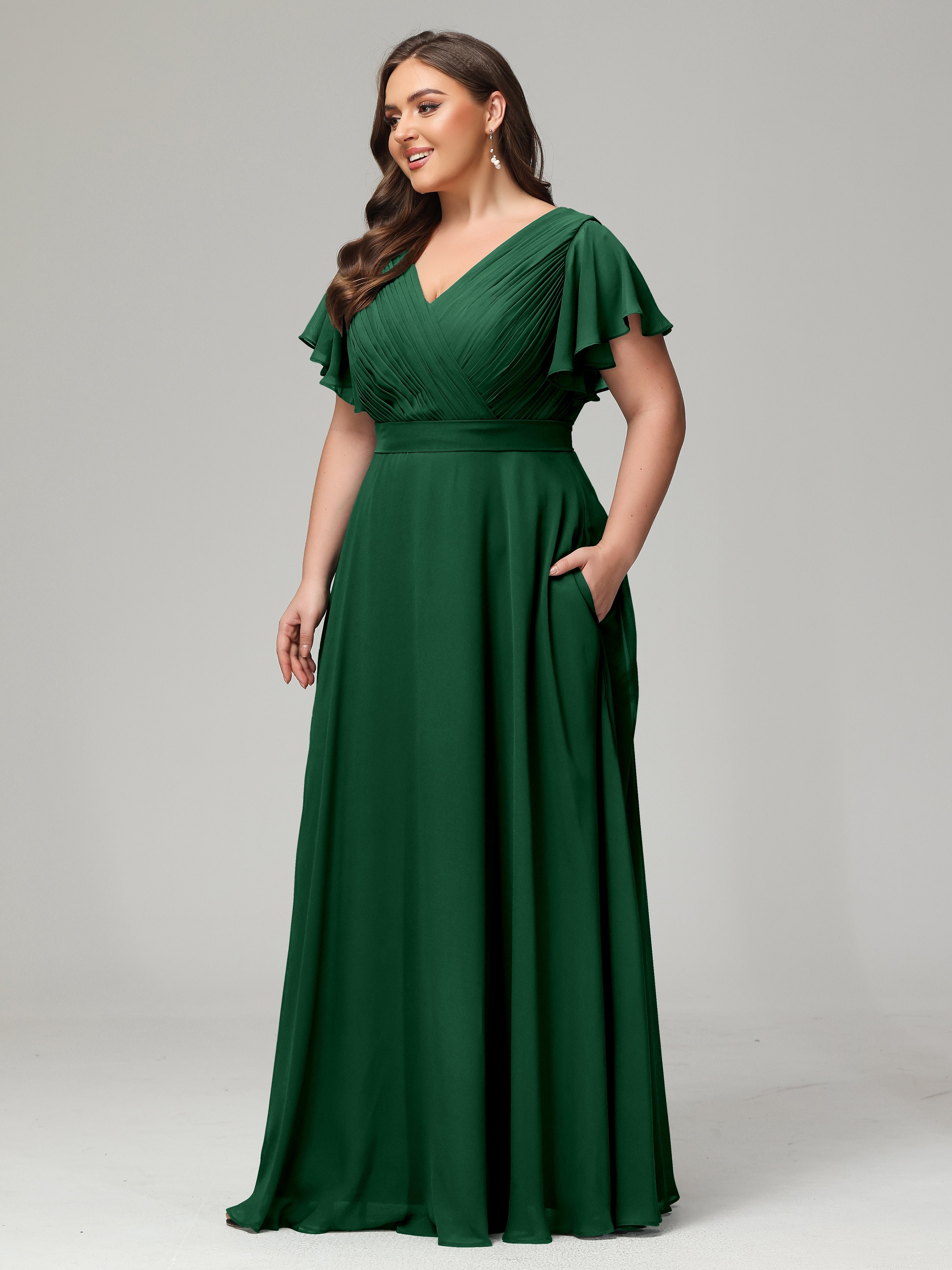 Elegant Plus Size Long Bridesmaid Dresses with Sleeves