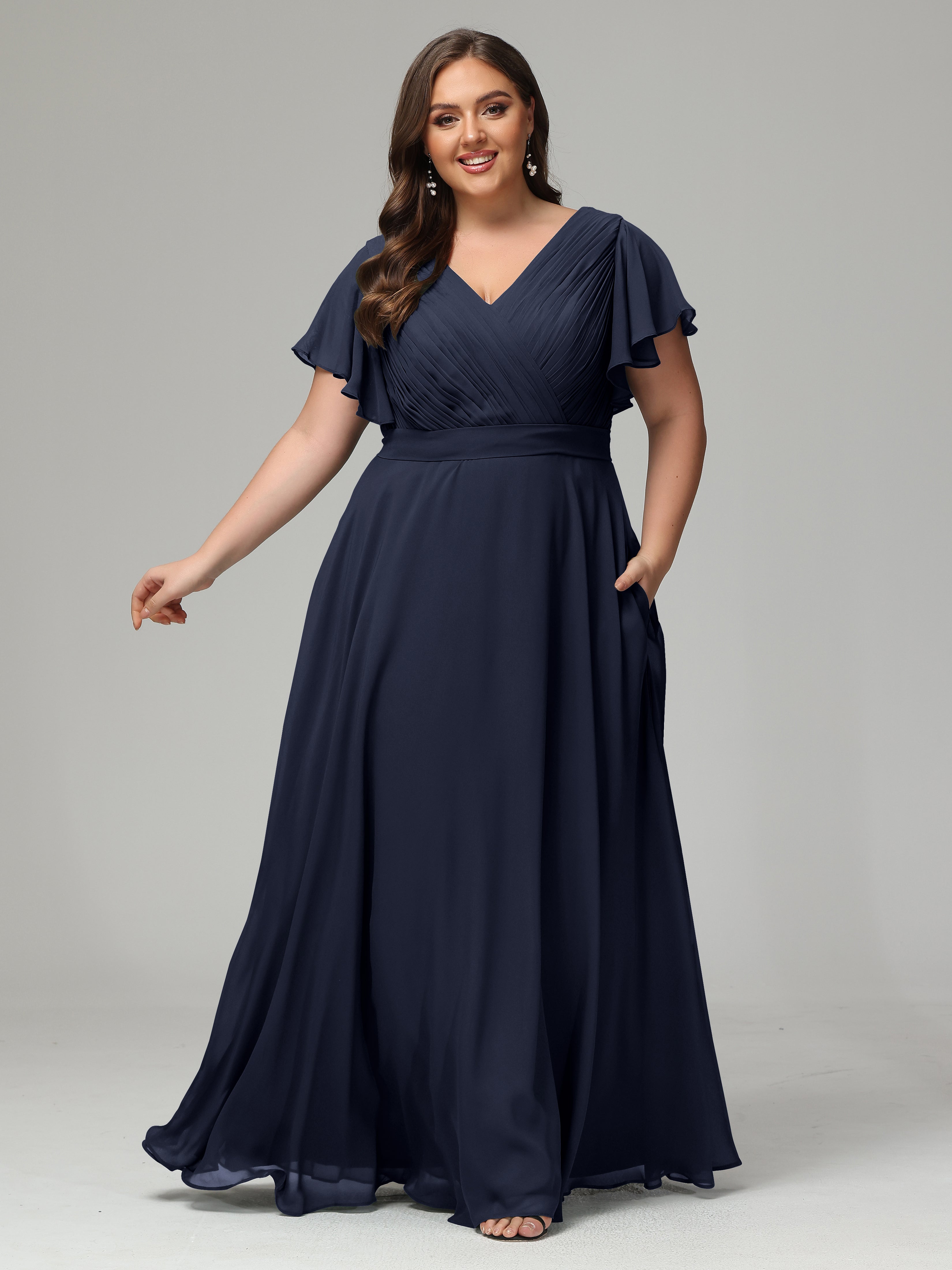 Elegant Plus Size Long Bridesmaid Dresses with Sleeves