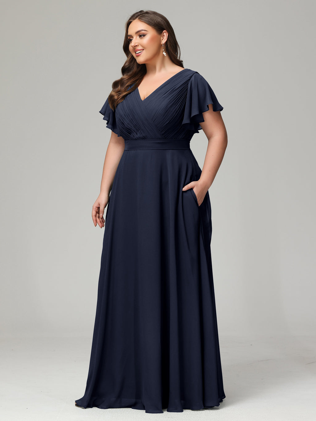 Elegant Plus Size Long Bridesmaid Dresses with Sleeves