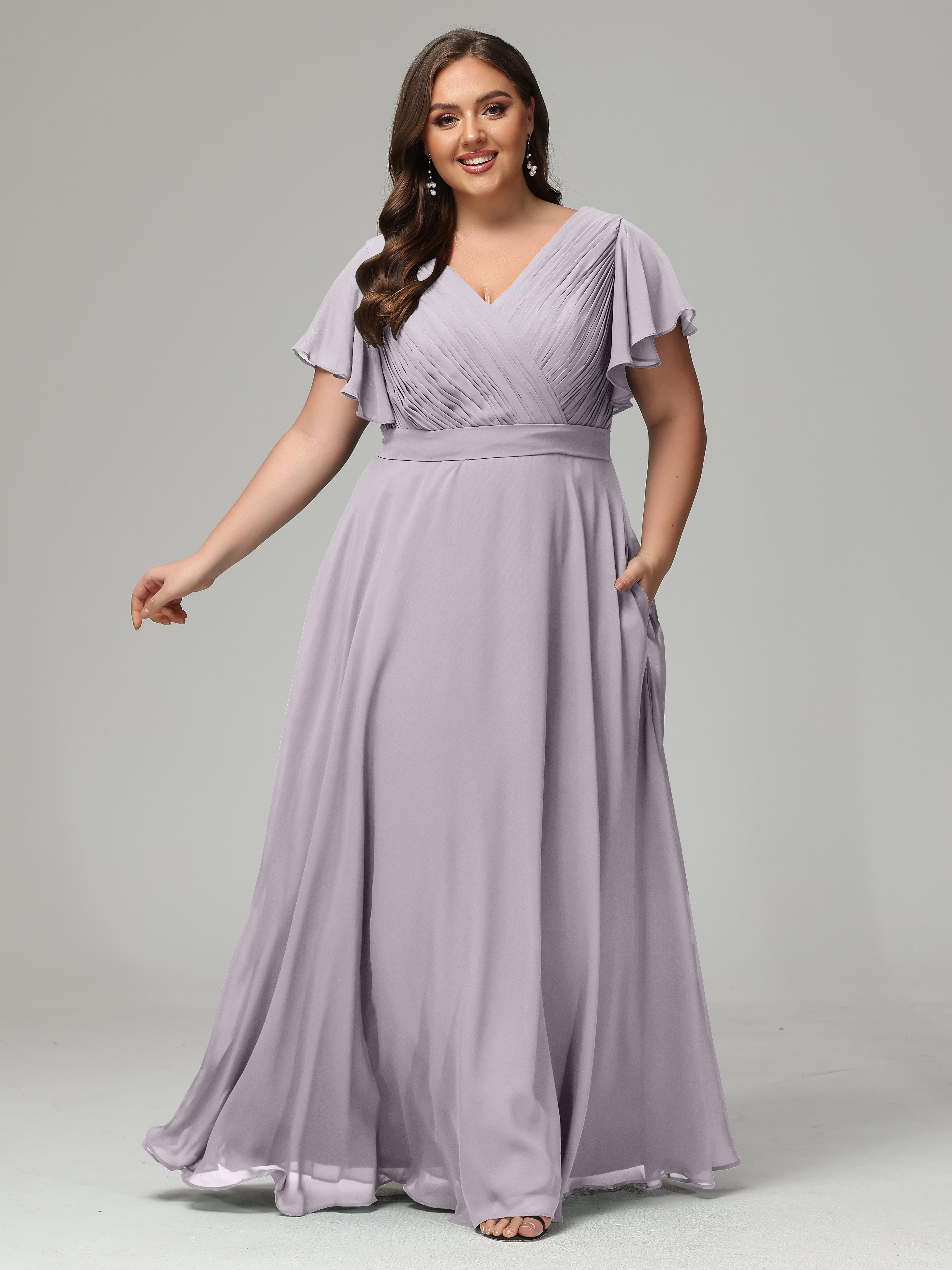 Elegant Plus Size Long Bridesmaid Dresses with Sleeves