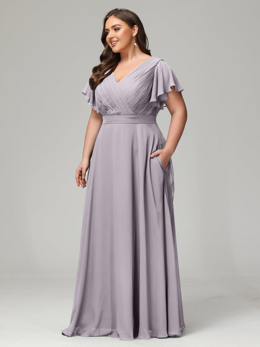Elegant Plus Size Long Bridesmaid Dresses with Sleeves