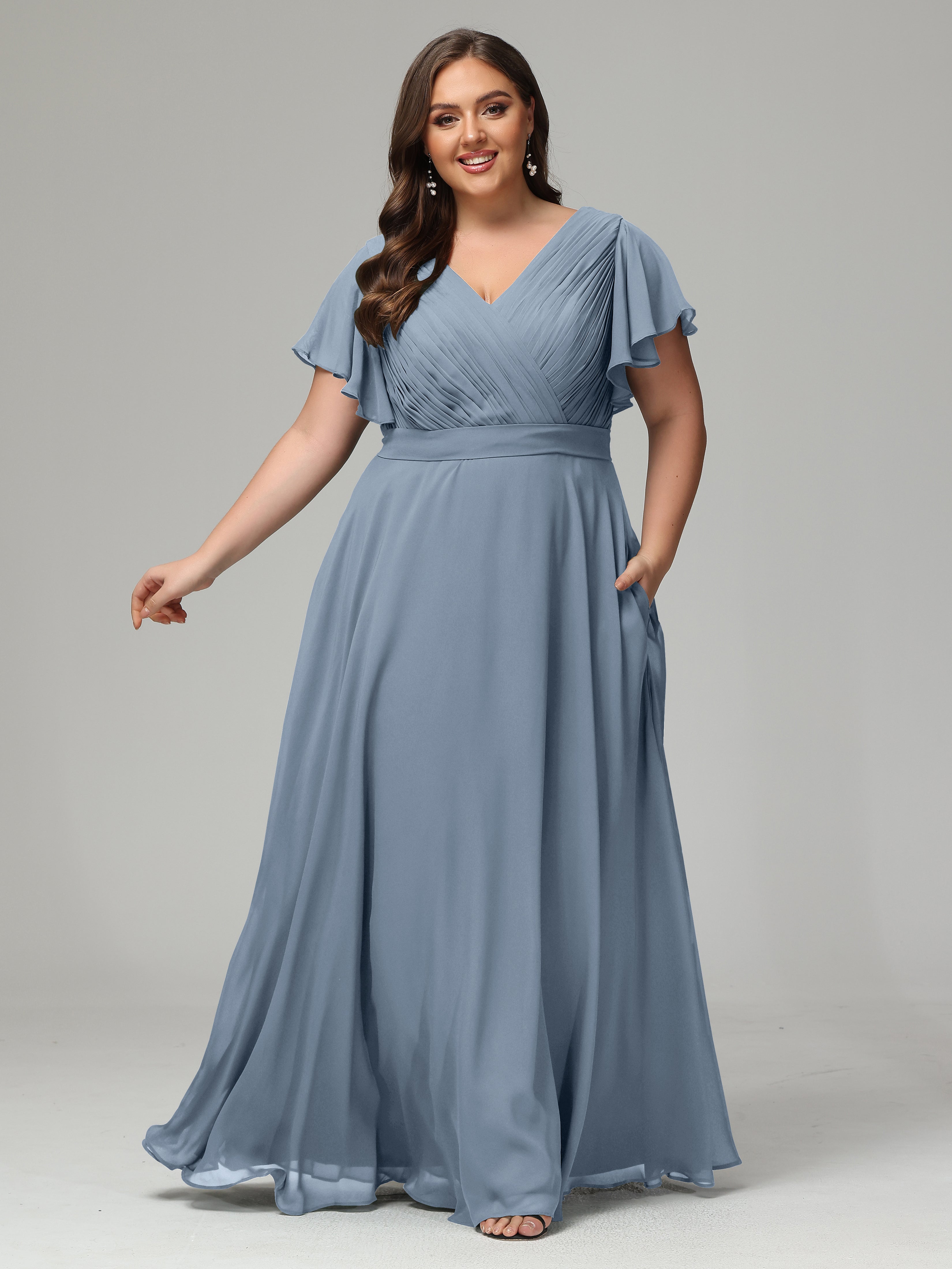 Elegant Plus Size Long Bridesmaid Dresses with Sleeves