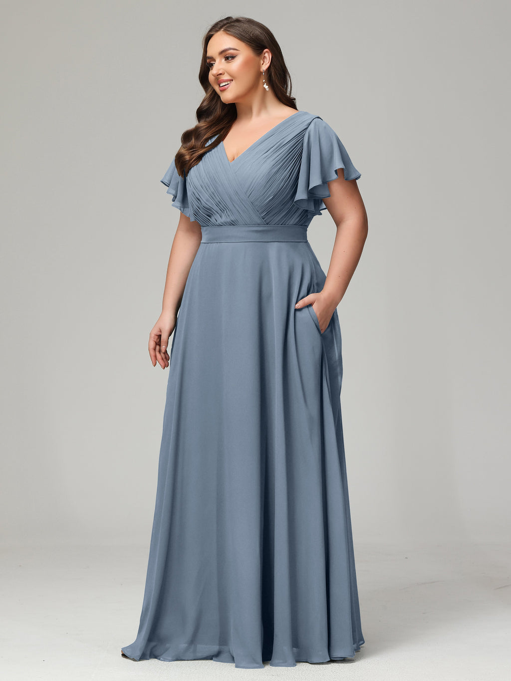 Elegant Plus Size Long Bridesmaid Dresses with Sleeves