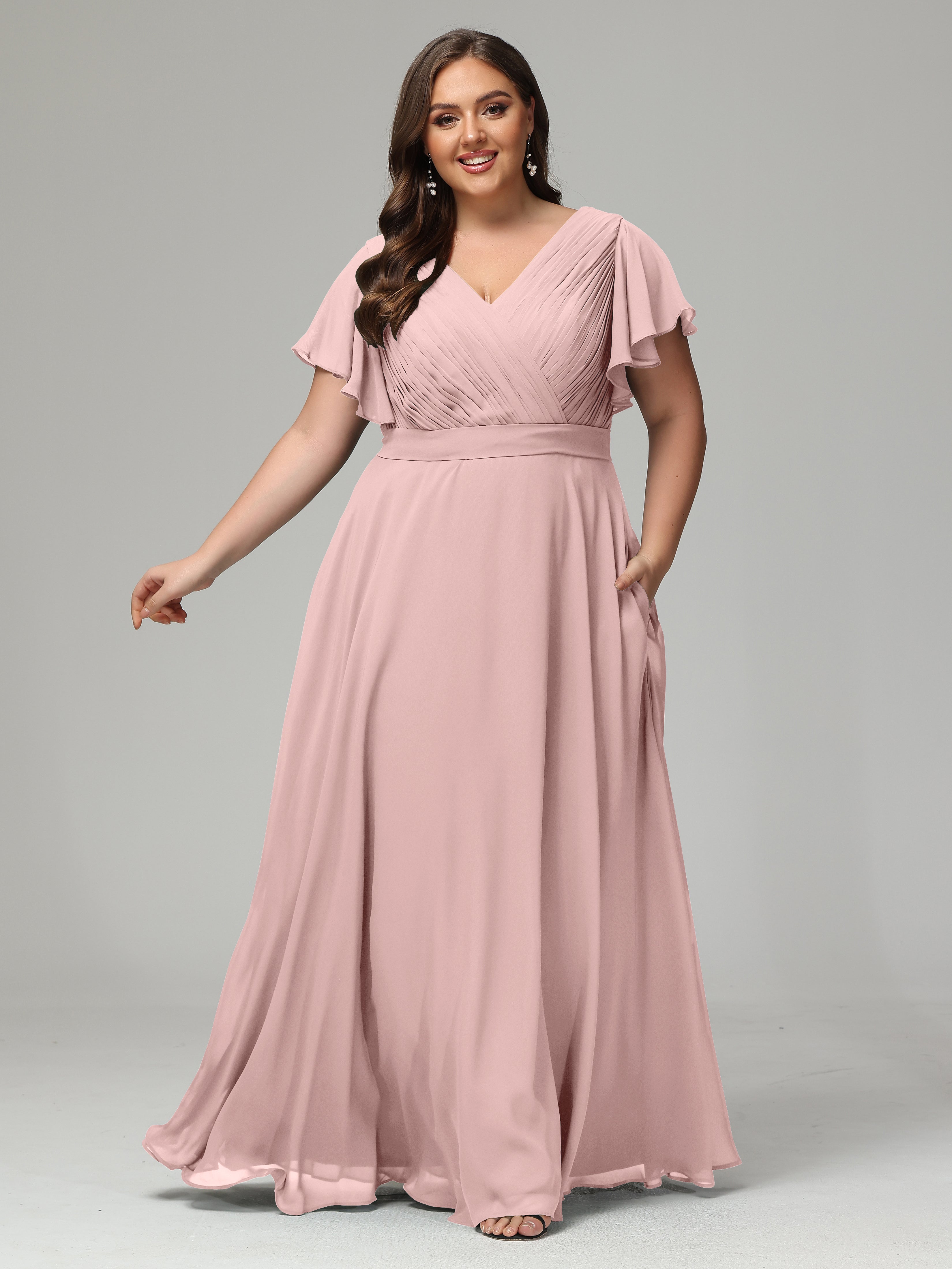Elegant Plus Size Long Bridesmaid Dresses with Sleeves