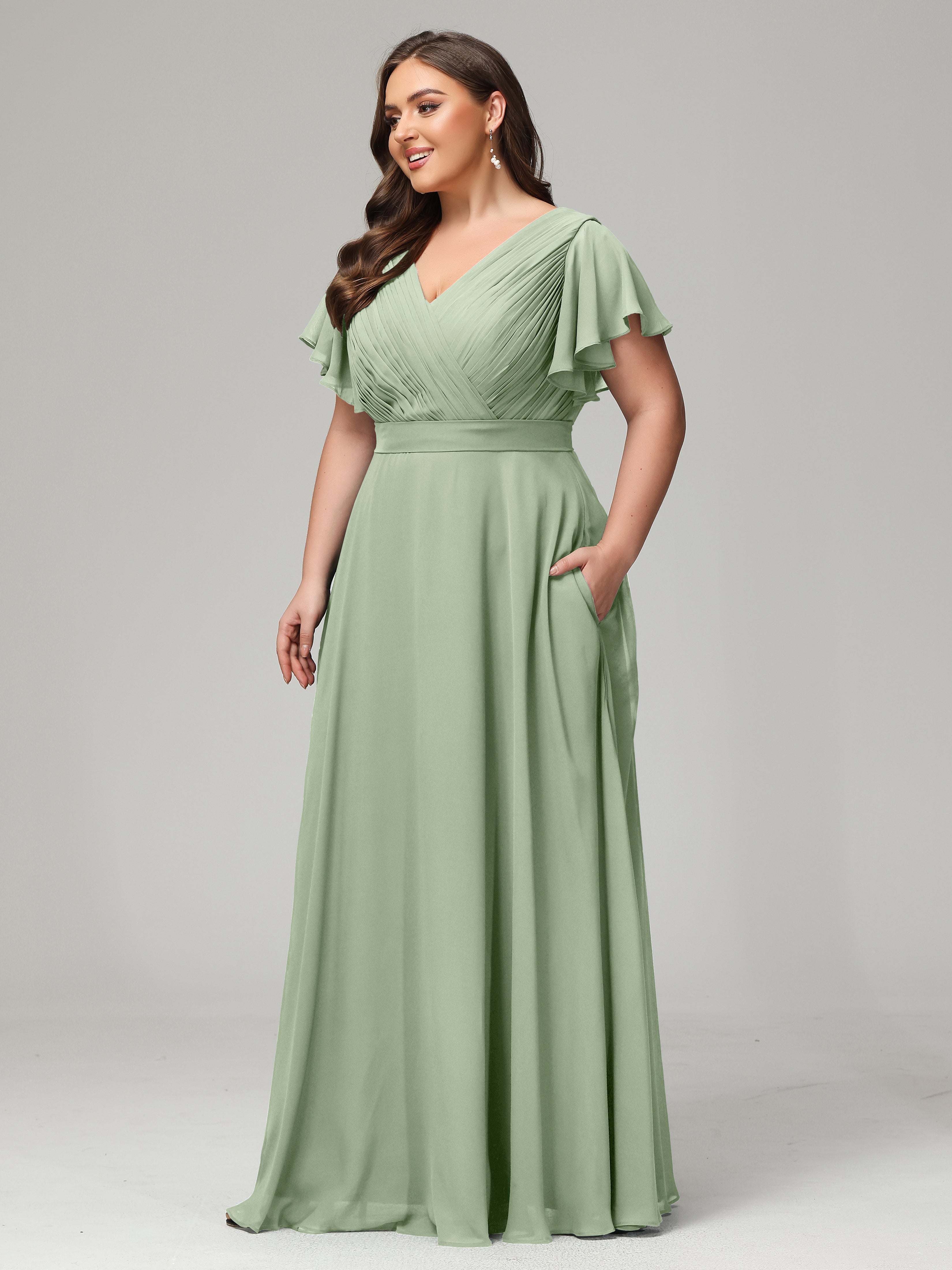 Elegant Plus Size Long Bridesmaid Dresses with Sleeves