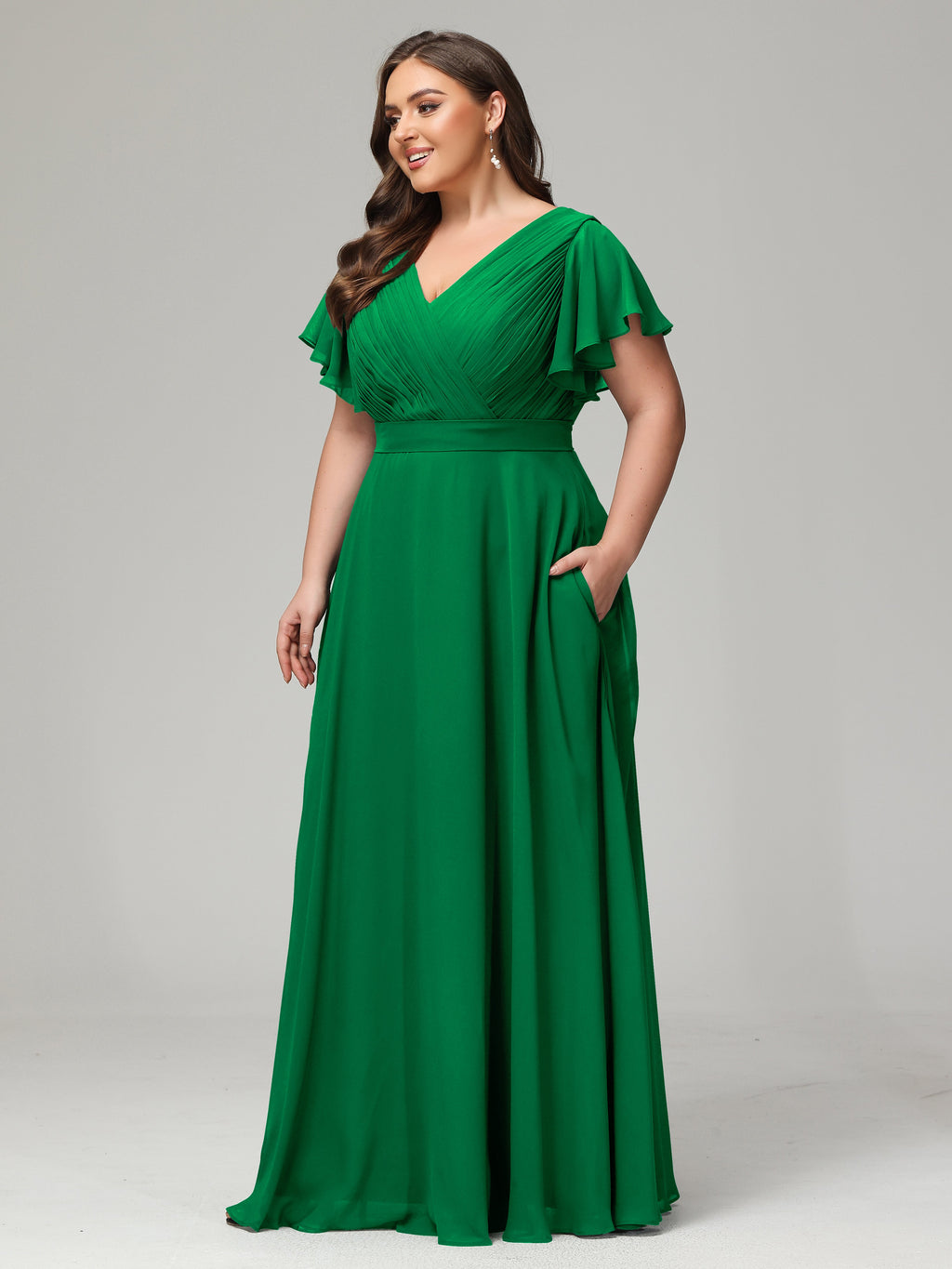 Elegant Plus Size Long Bridesmaid Dresses with Sleeves