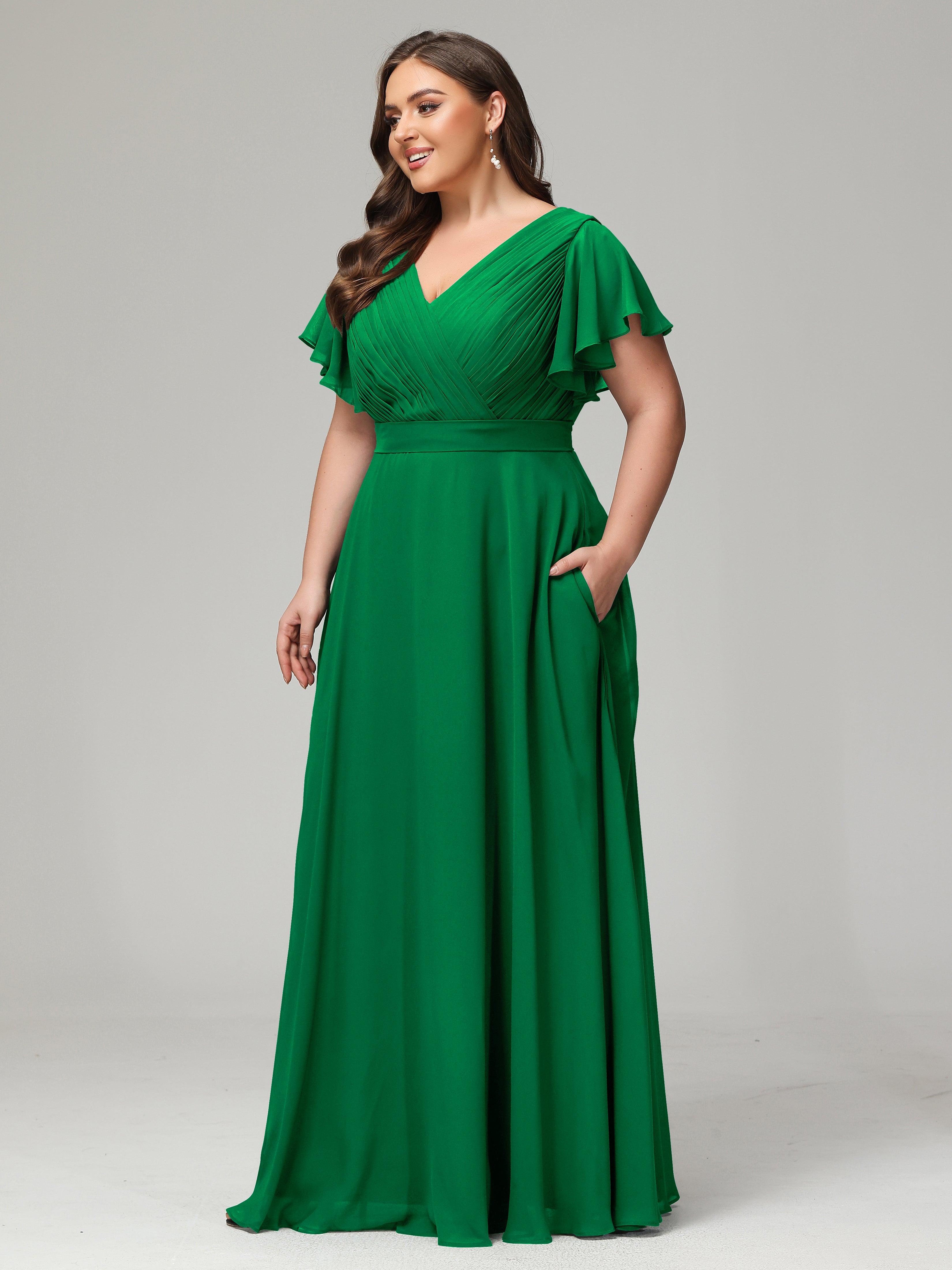 Elegant Plus Size Long Bridesmaid Dresses with Sleeves