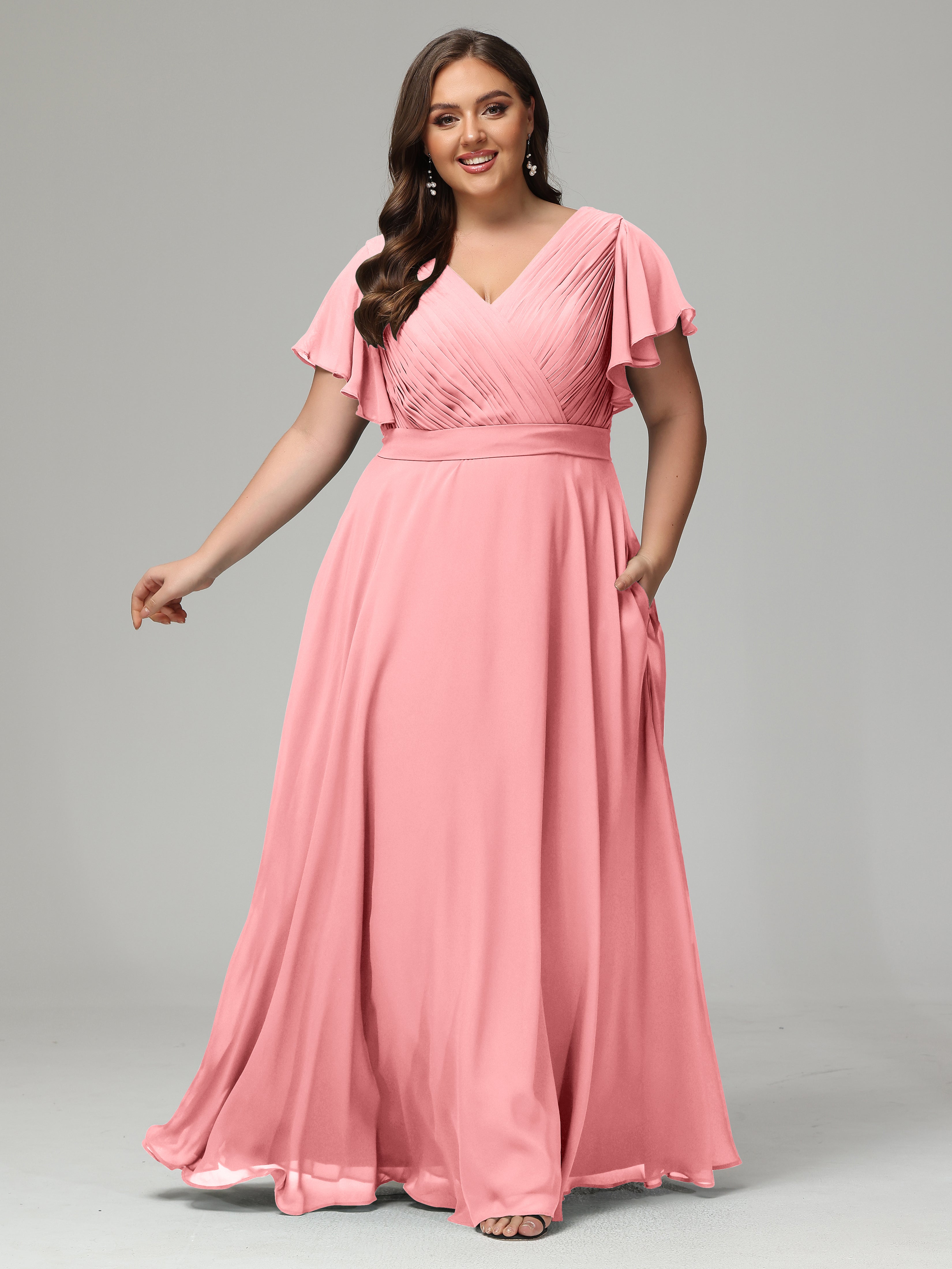 Elegant Plus Size Long Bridesmaid Dresses with Sleeves