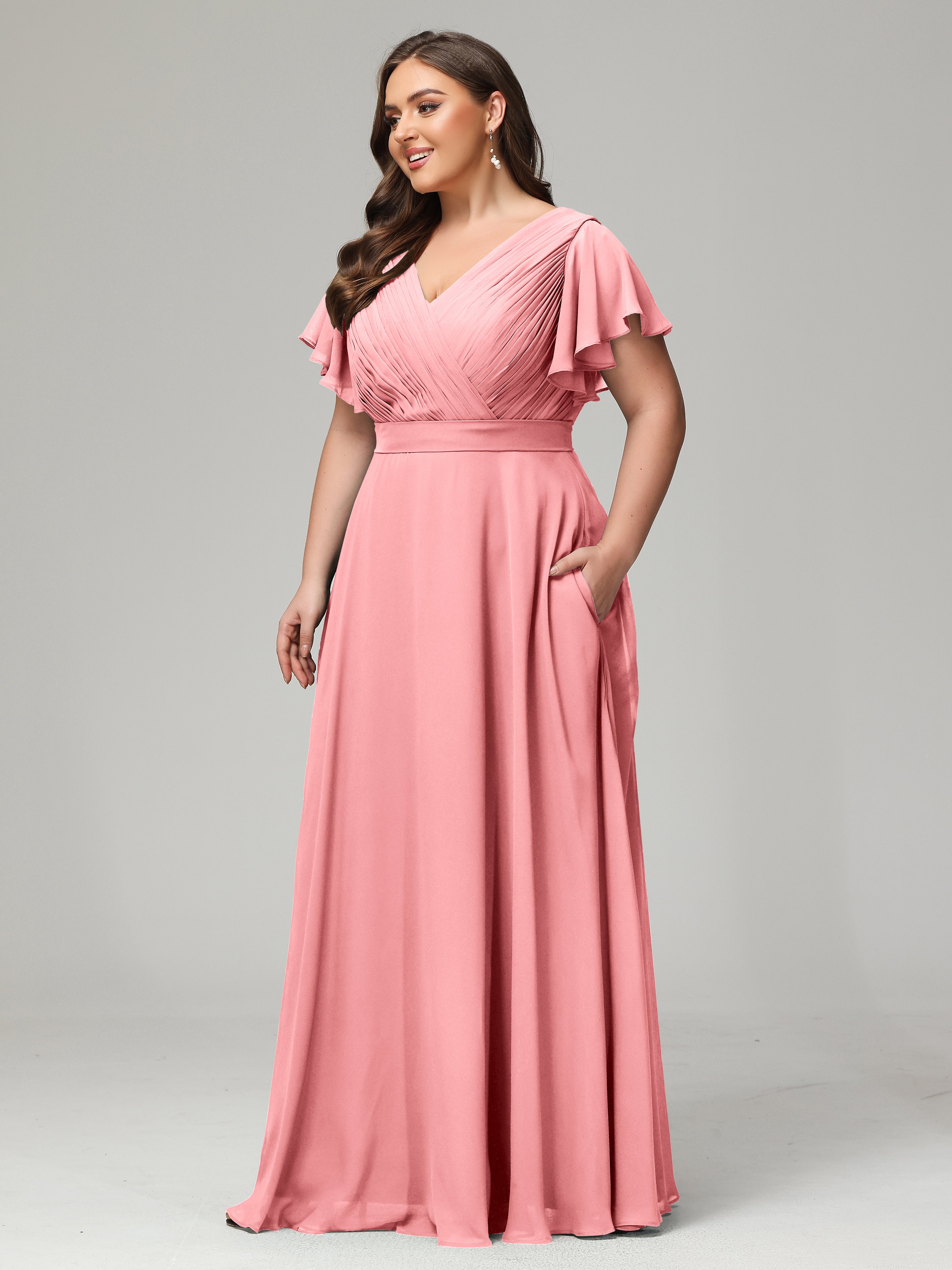 Elegant Plus Size Long Bridesmaid Dresses with Sleeves