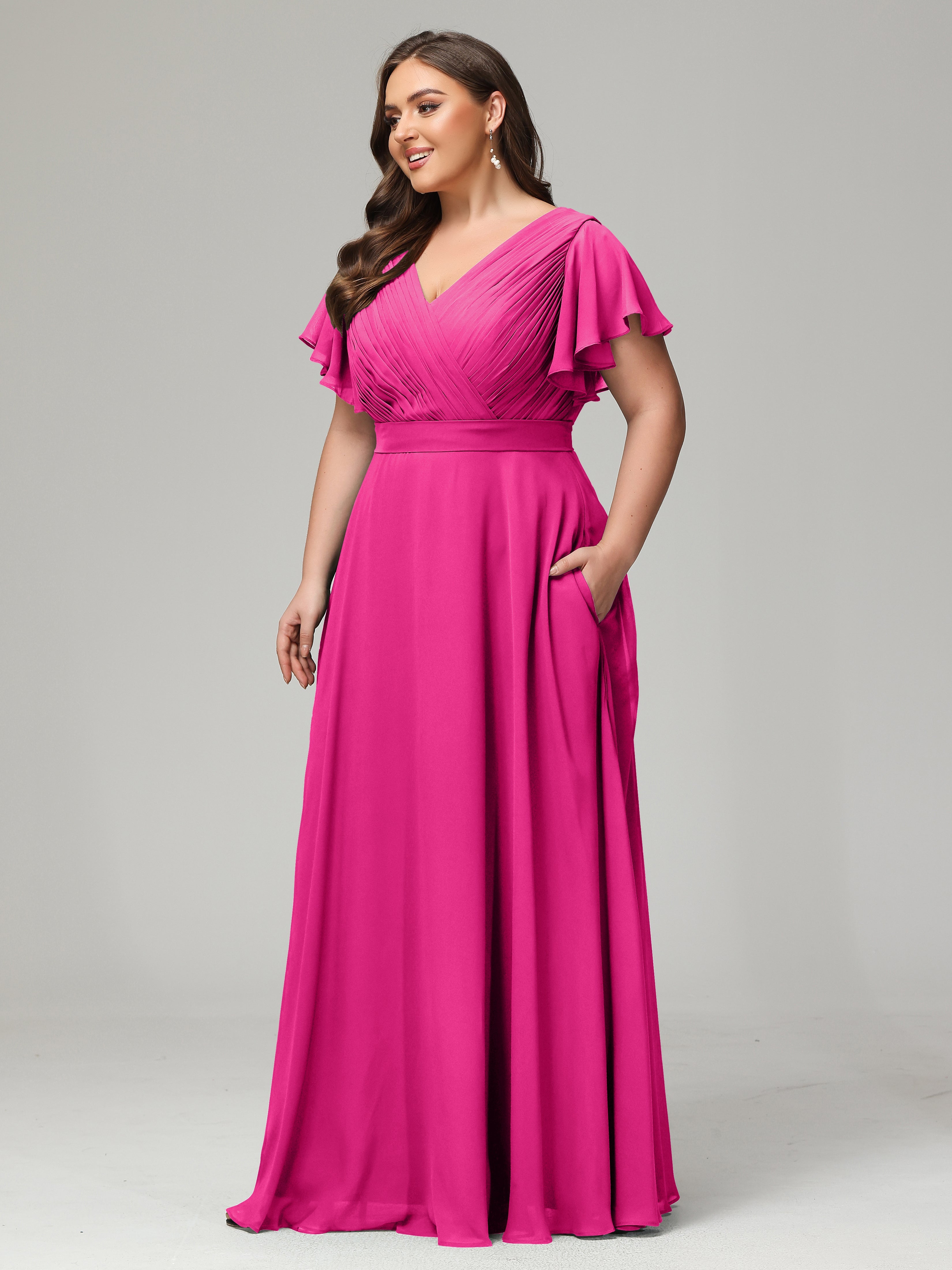 Elegant Plus Size Long Bridesmaid Dresses with Sleeves