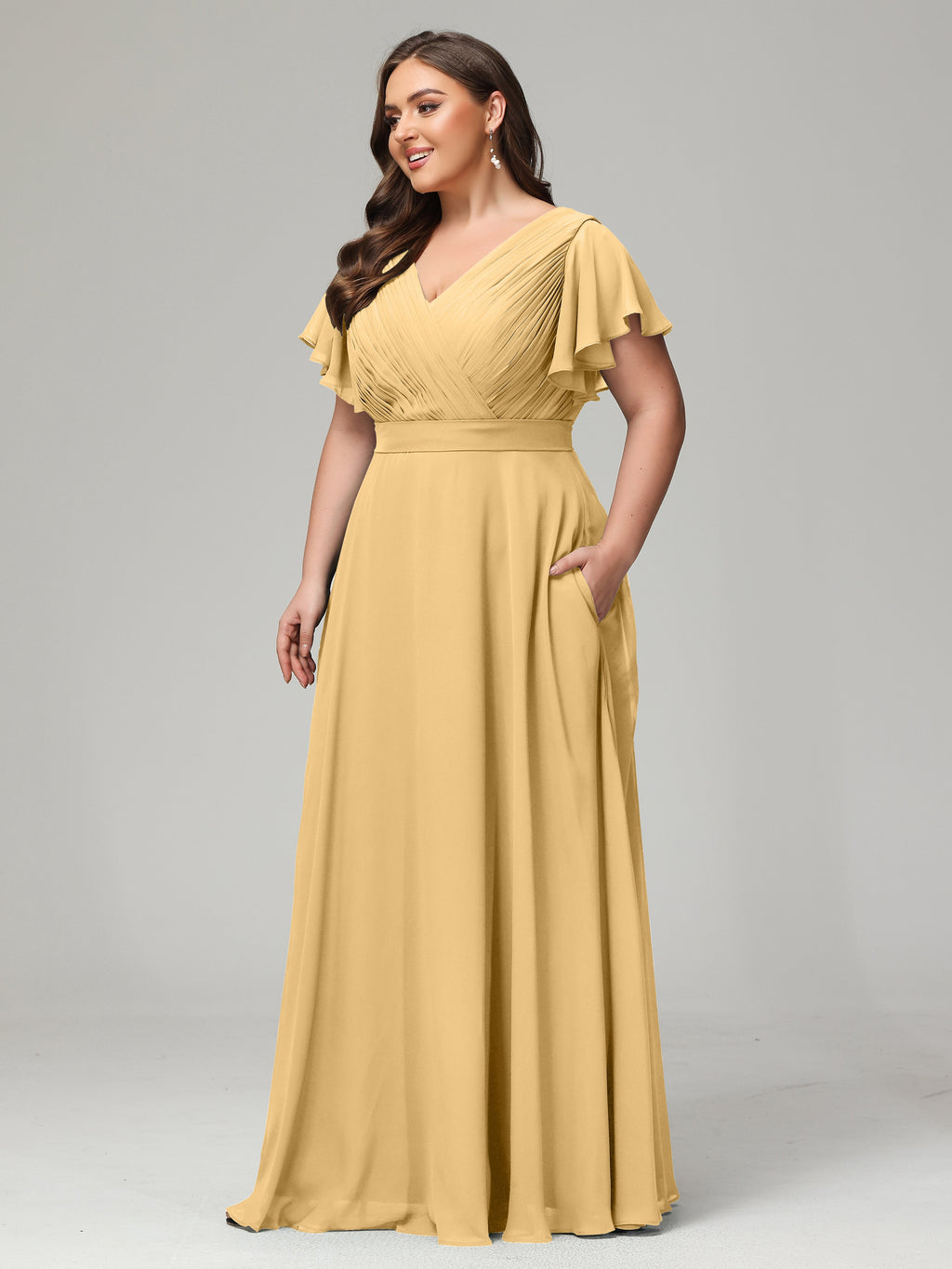 Elegant Plus Size Long Bridesmaid Dresses with Sleeves
