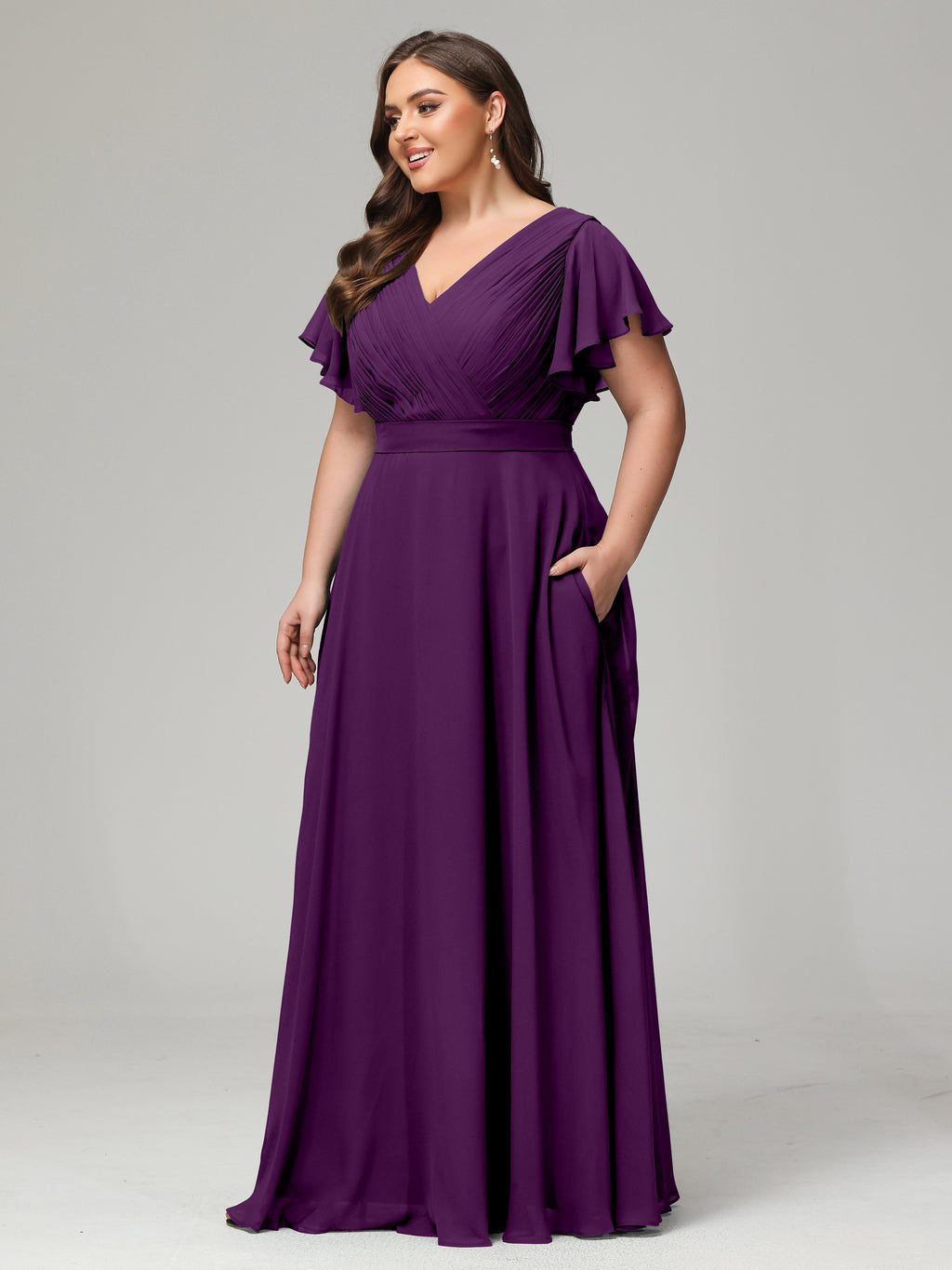 Elegant Plus Size Long Bridesmaid Dresses with Sleeves