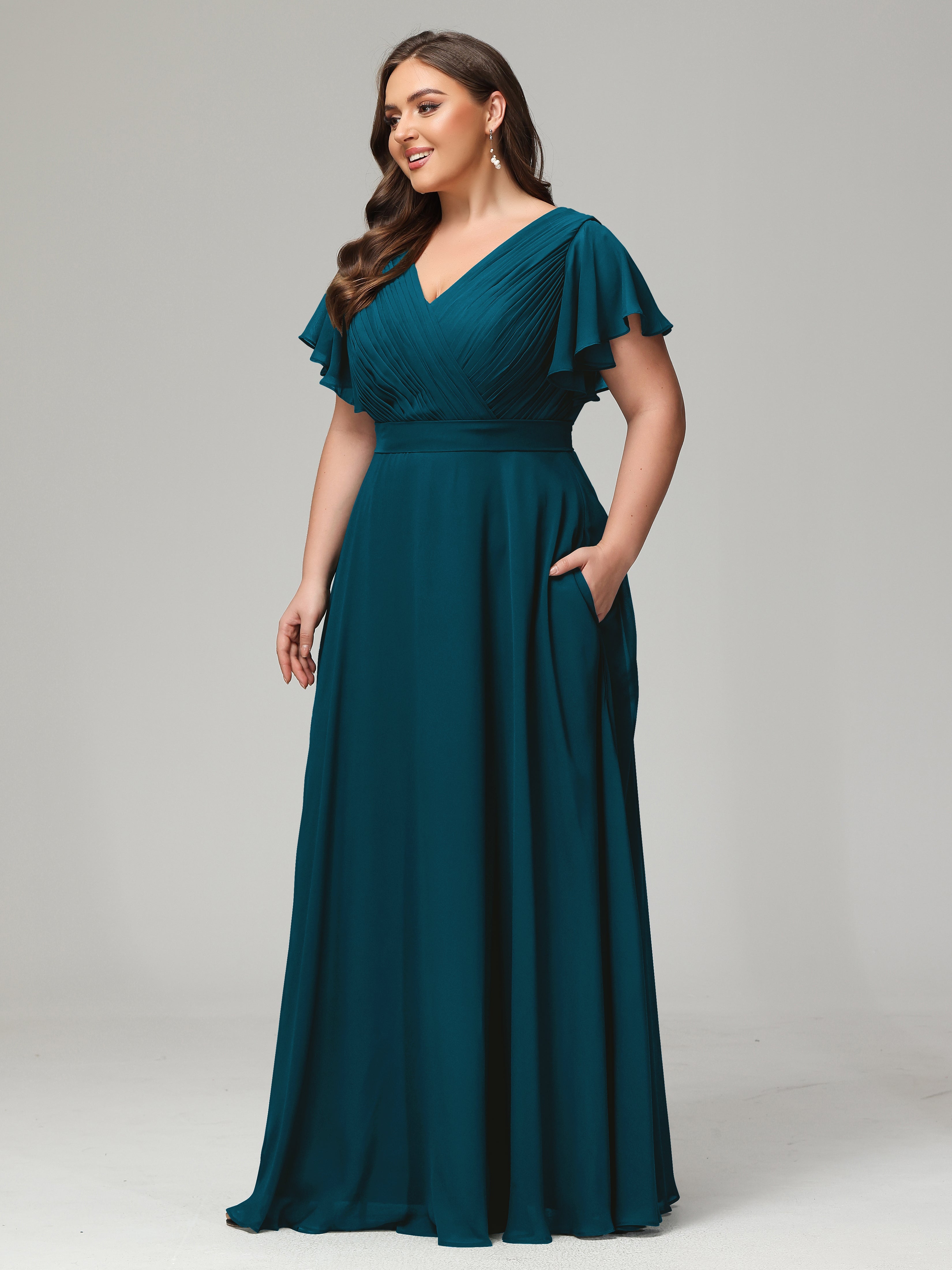Elegant Plus Size Long Bridesmaid Dresses with Sleeves