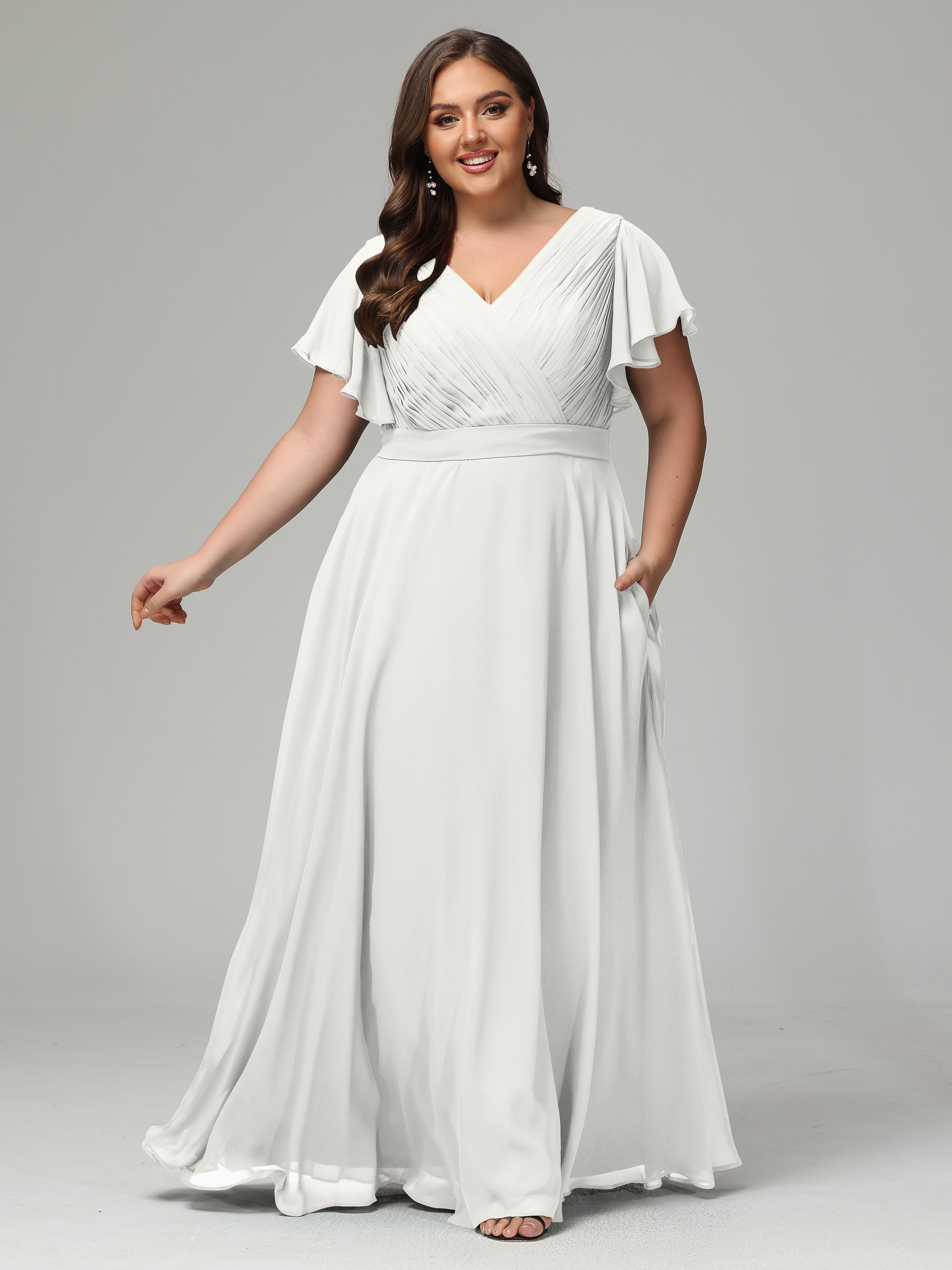 Elegant Plus Size Long Bridesmaid Dresses with Sleeves
