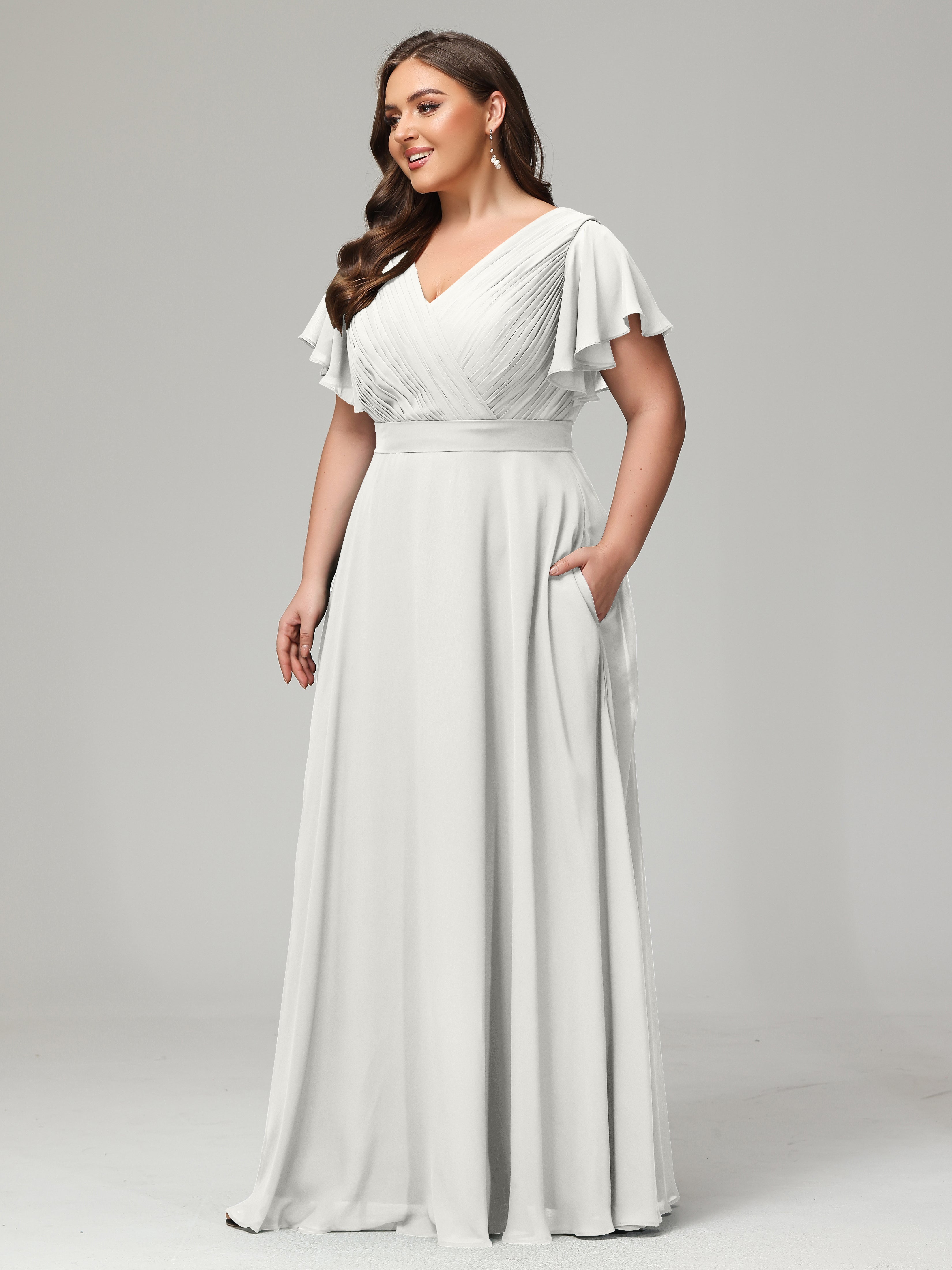 Elegant Plus Size Long Bridesmaid Dresses with Sleeves