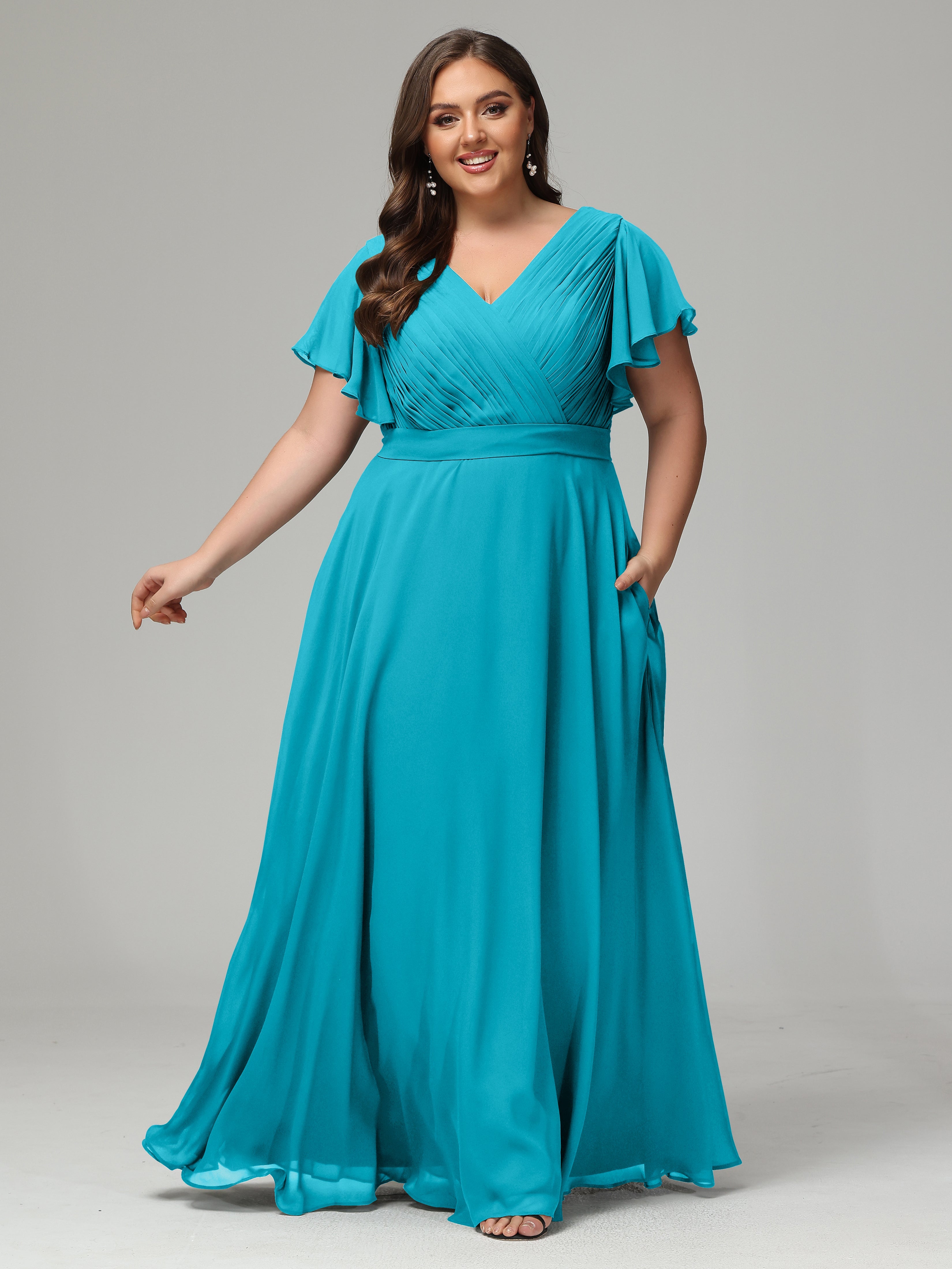 Elegant Plus Size Long Bridesmaid Dresses with Sleeves