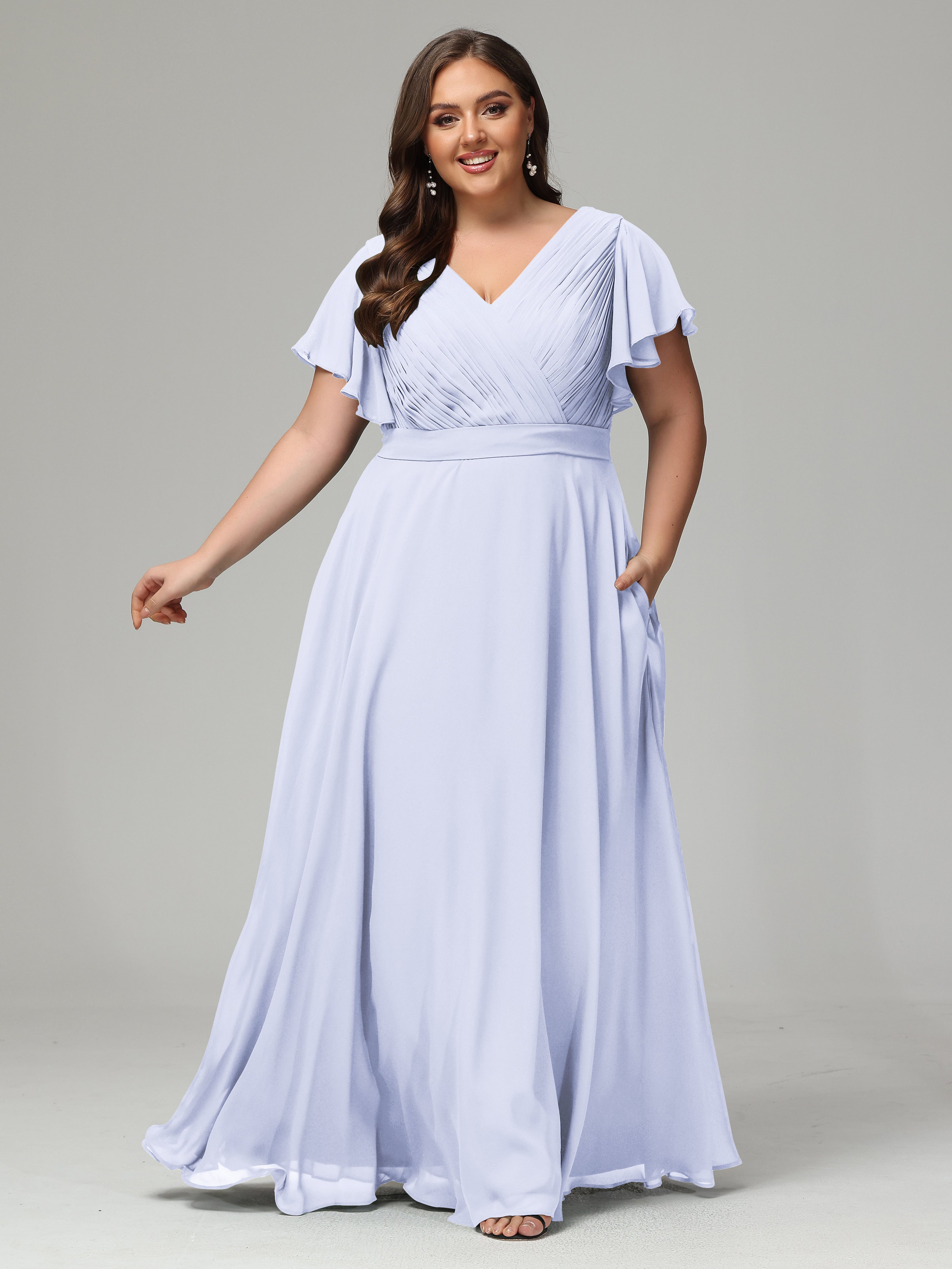 Elegant Plus Size Long Bridesmaid Dresses with Sleeves