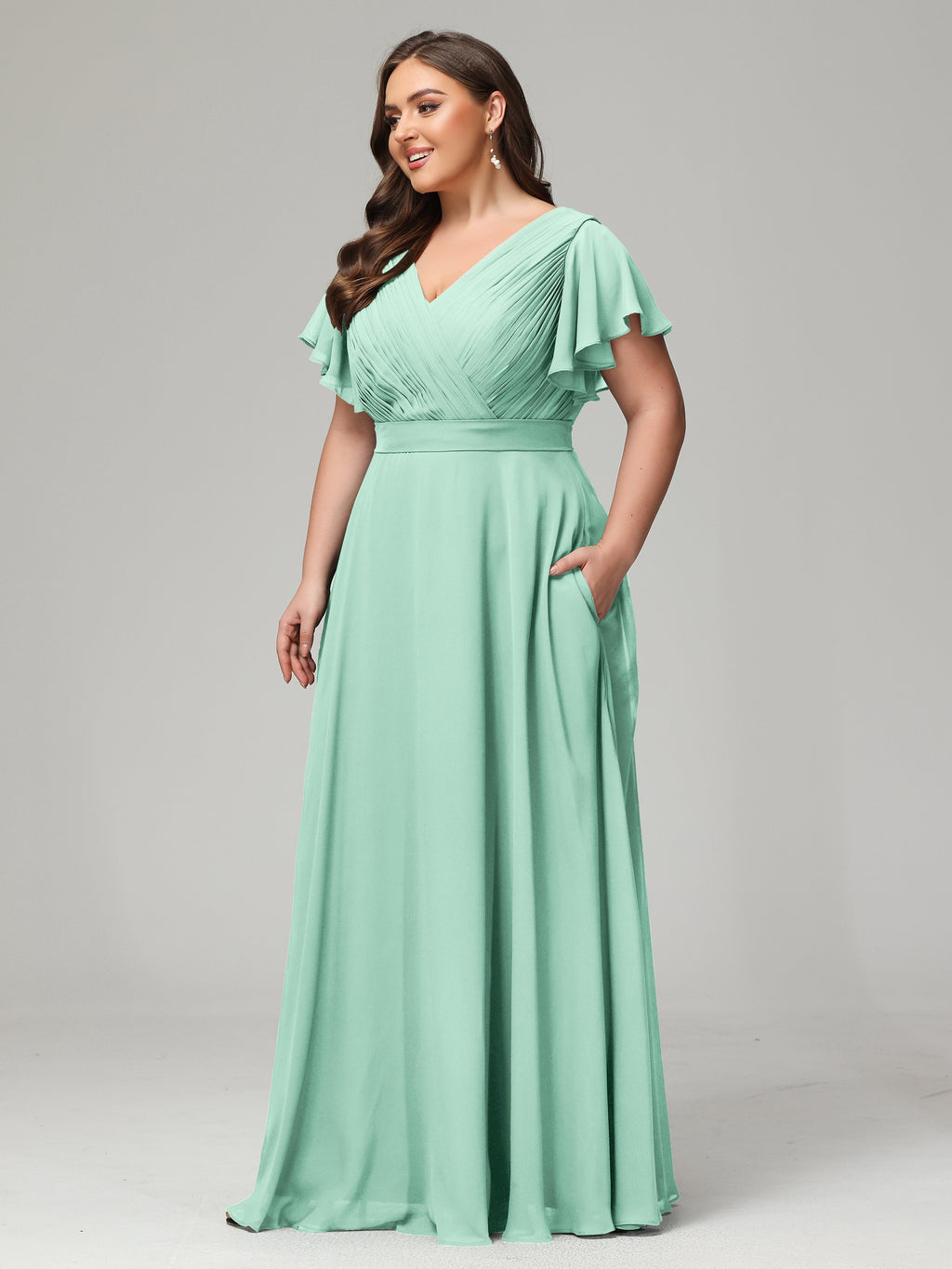 Elegant Plus Size Long Bridesmaid Dresses with Sleeves