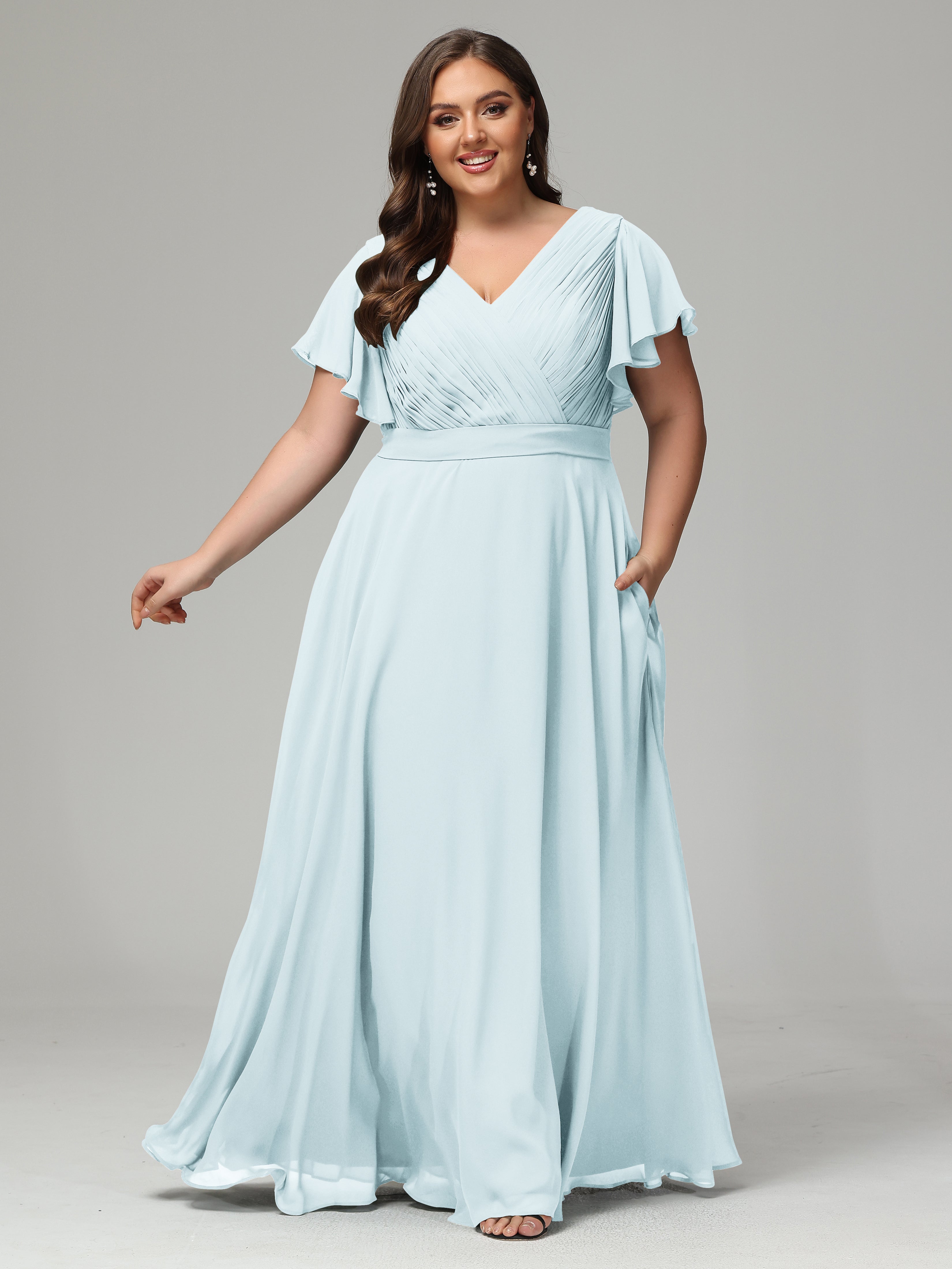 Elegant Plus Size Long Bridesmaid Dresses with Sleeves