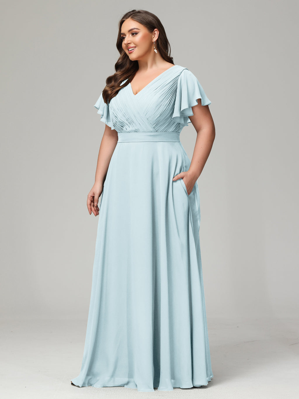 Elegant Plus Size Long Bridesmaid Dresses with Sleeves