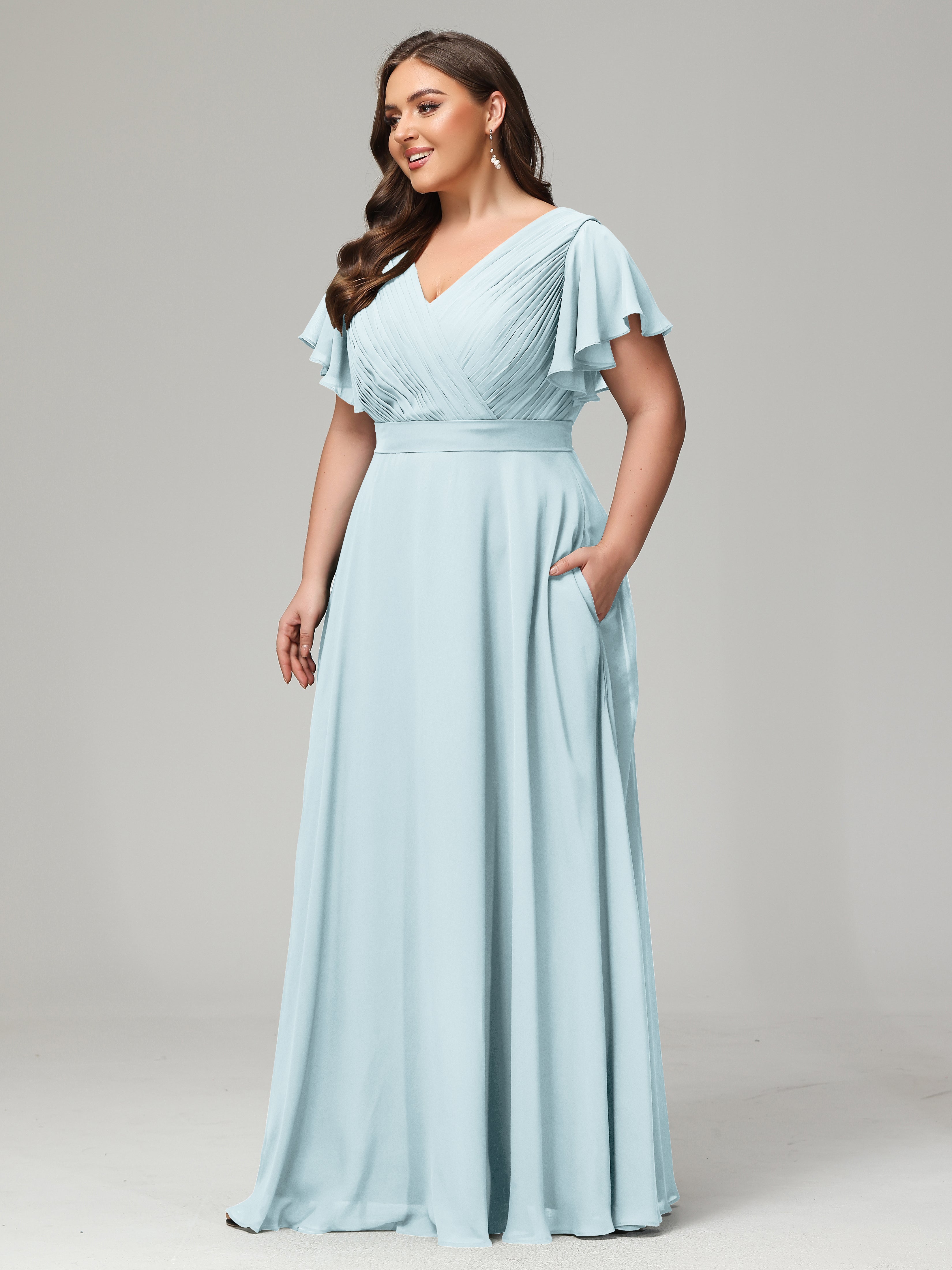 Elegant Plus Size Long Bridesmaid Dresses with Sleeves