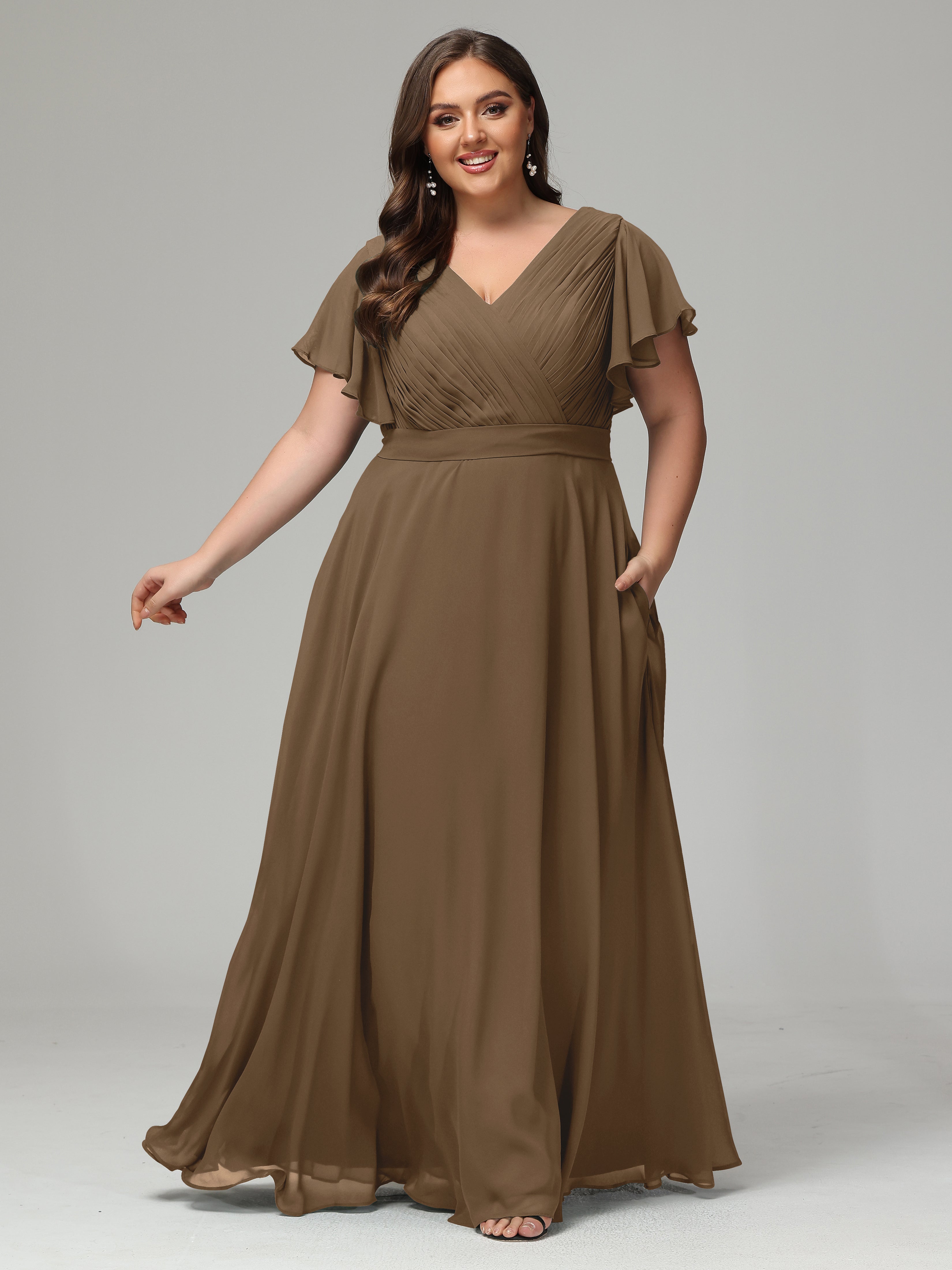 Elegant Plus Size Long Bridesmaid Dresses with Sleeves