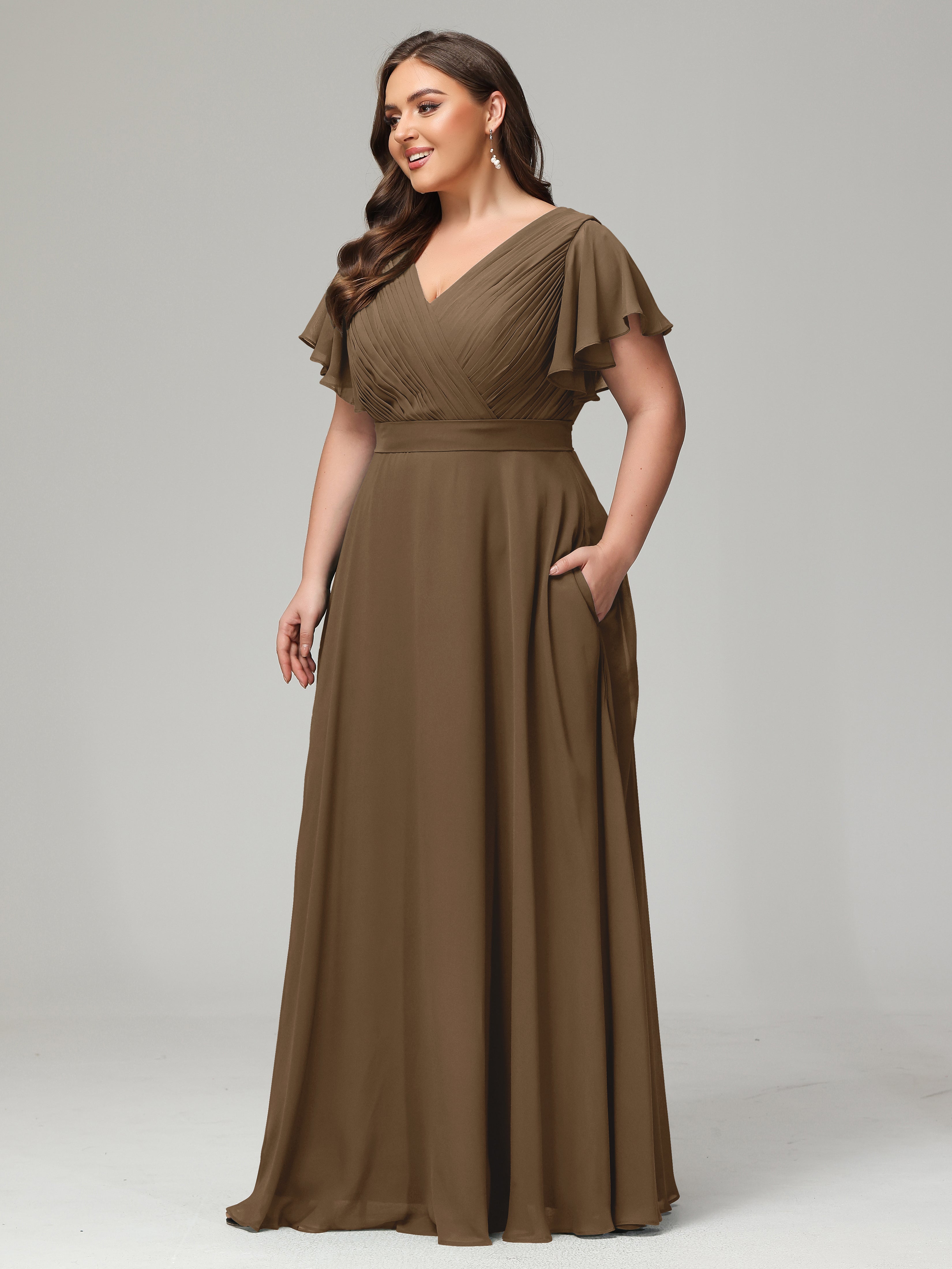 Elegant Plus Size Long Bridesmaid Dresses with Sleeves