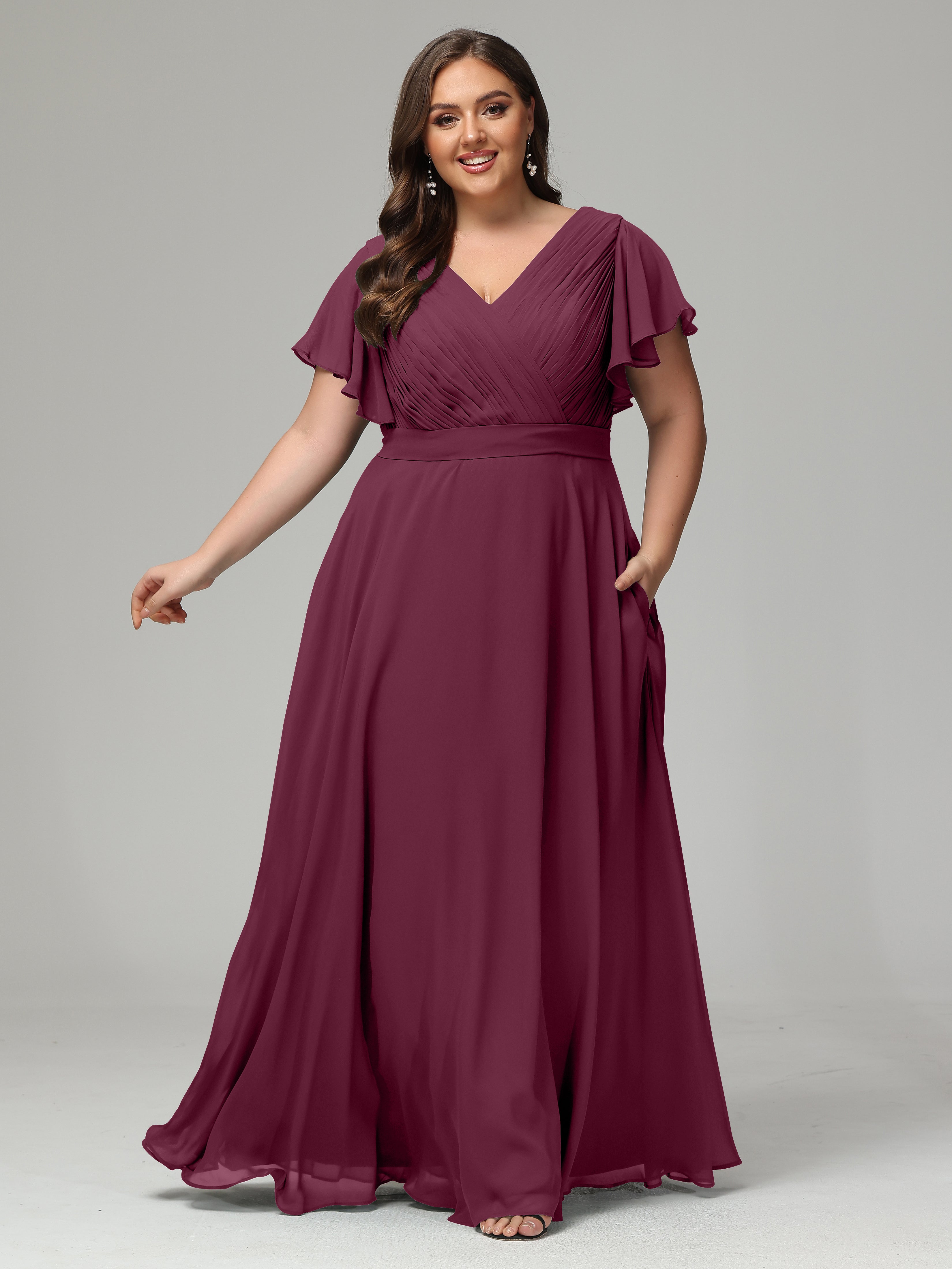 Elegant Plus Size Long Bridesmaid Dresses with Sleeves