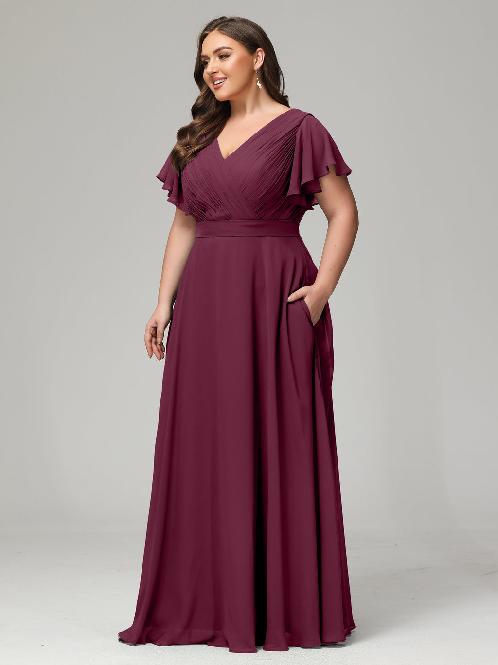Elegant Plus Size Long Bridesmaid Dresses with Sleeves