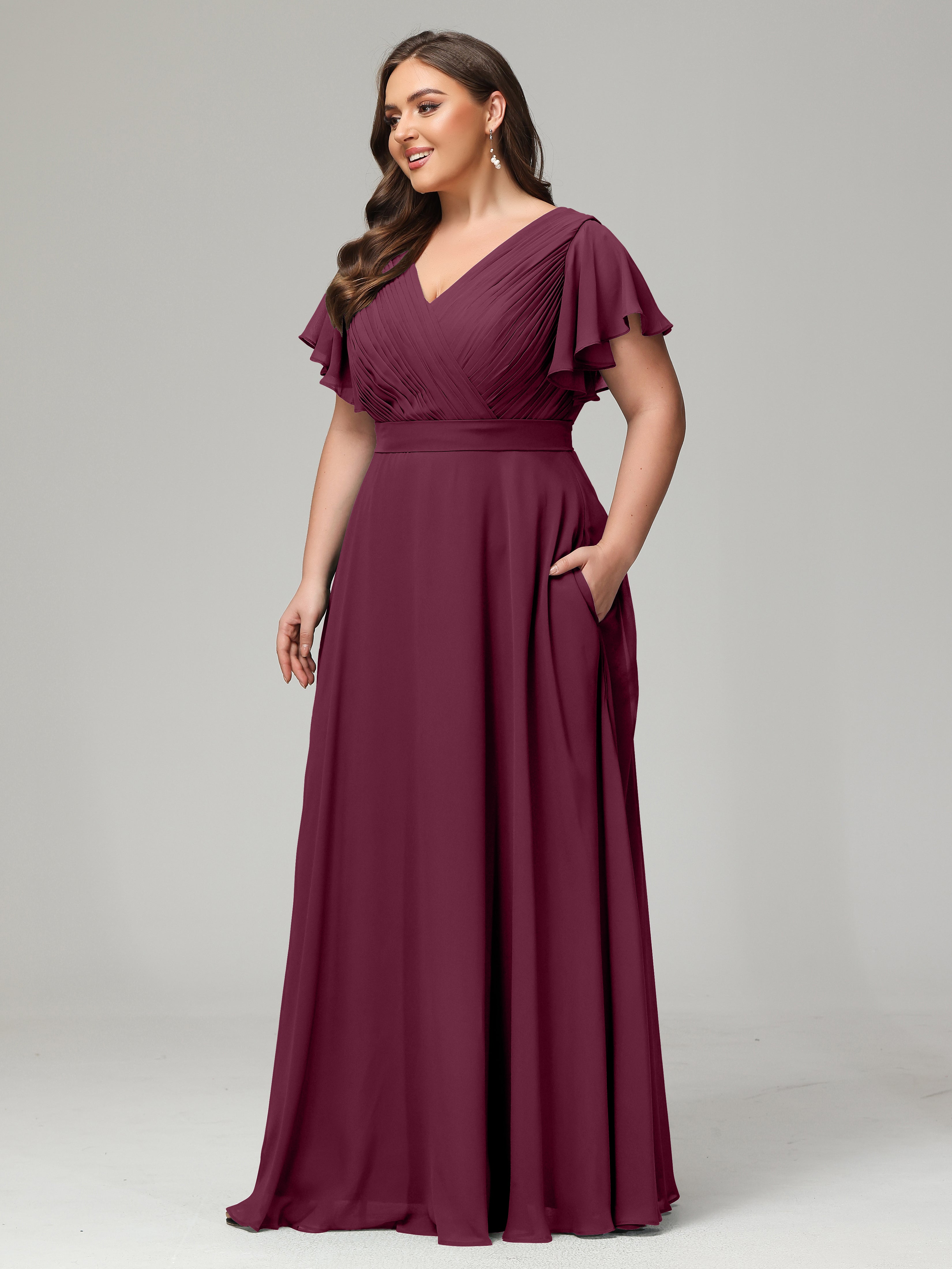 Elegant Plus Size Long Bridesmaid Dresses with Sleeves