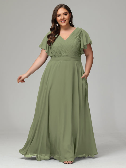 Elegant Plus Size Long Bridesmaid Dresses with Sleeves