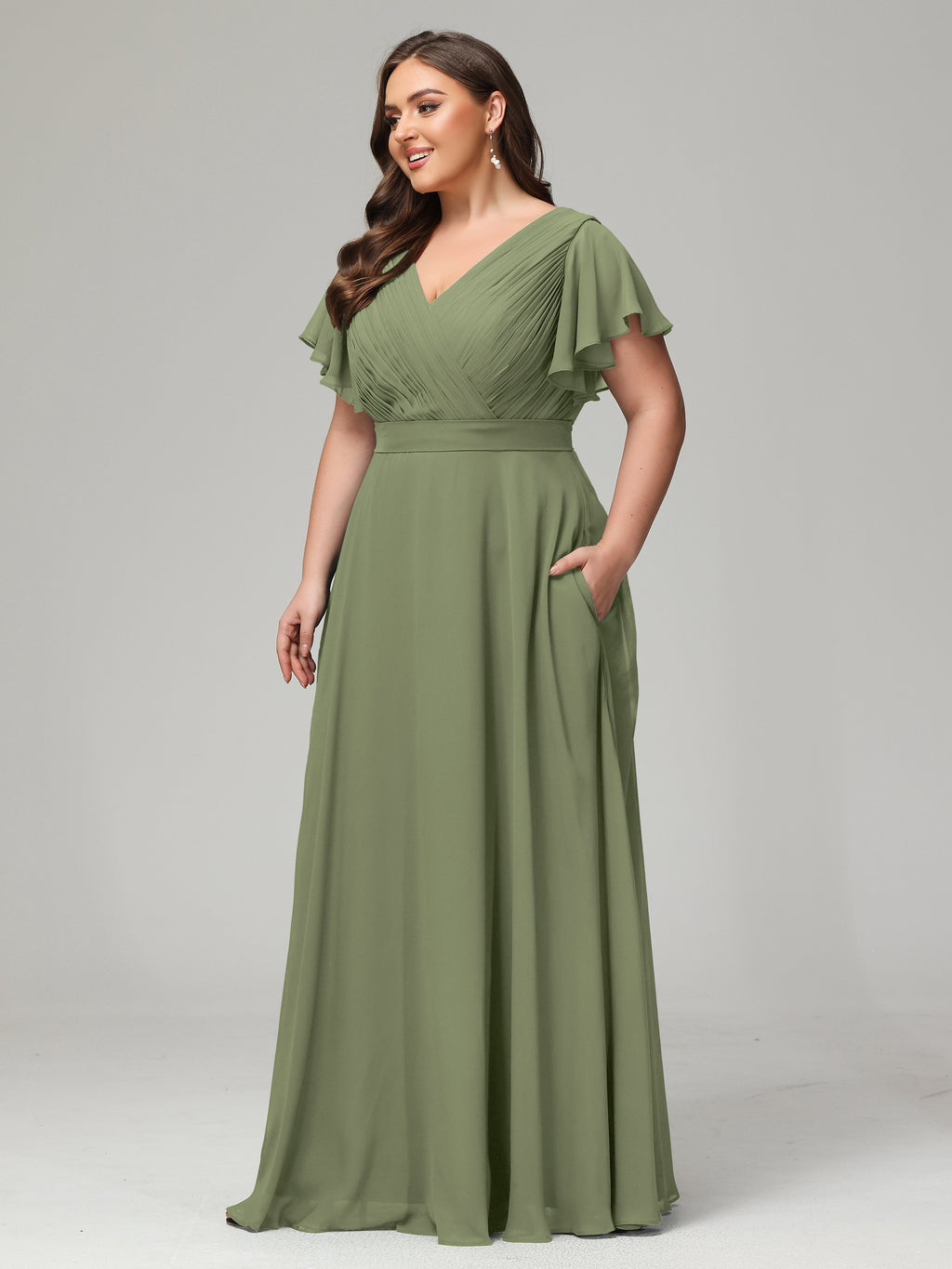 Elegant Plus Size Long Bridesmaid Dresses with Sleeves