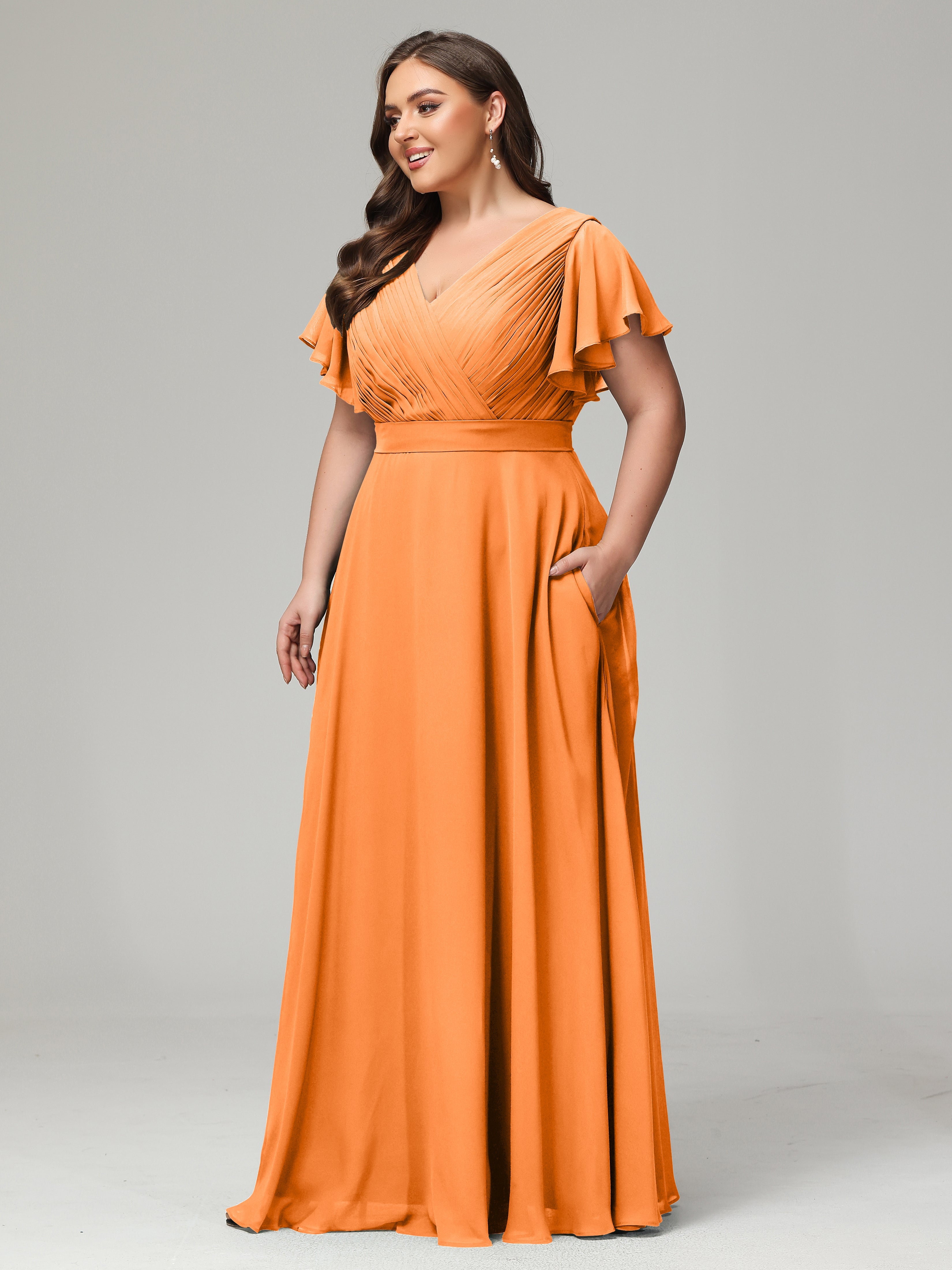 Elegant Plus Size Long Bridesmaid Dresses with Sleeves