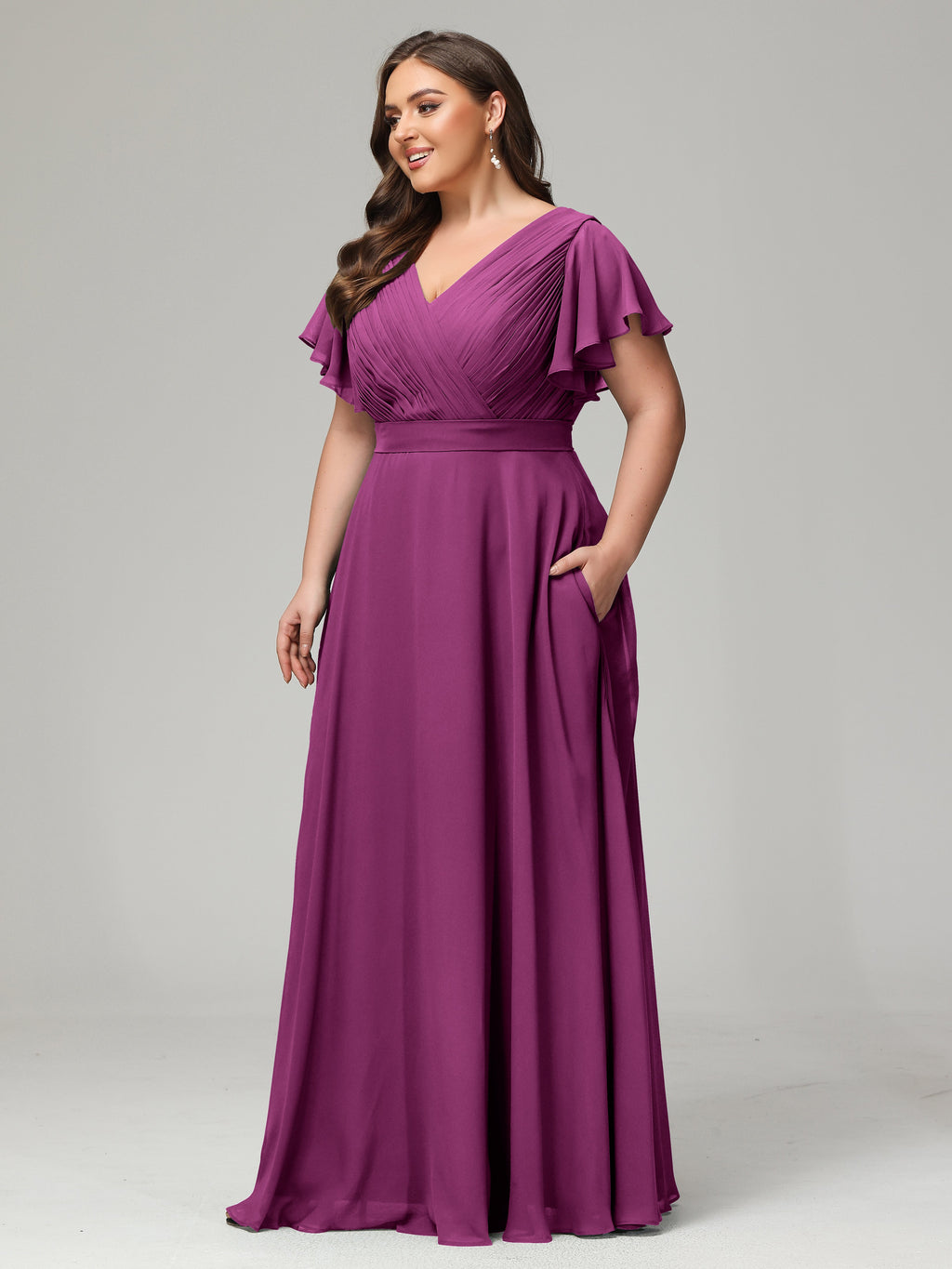 Elegant Plus Size Long Bridesmaid Dresses with Sleeves