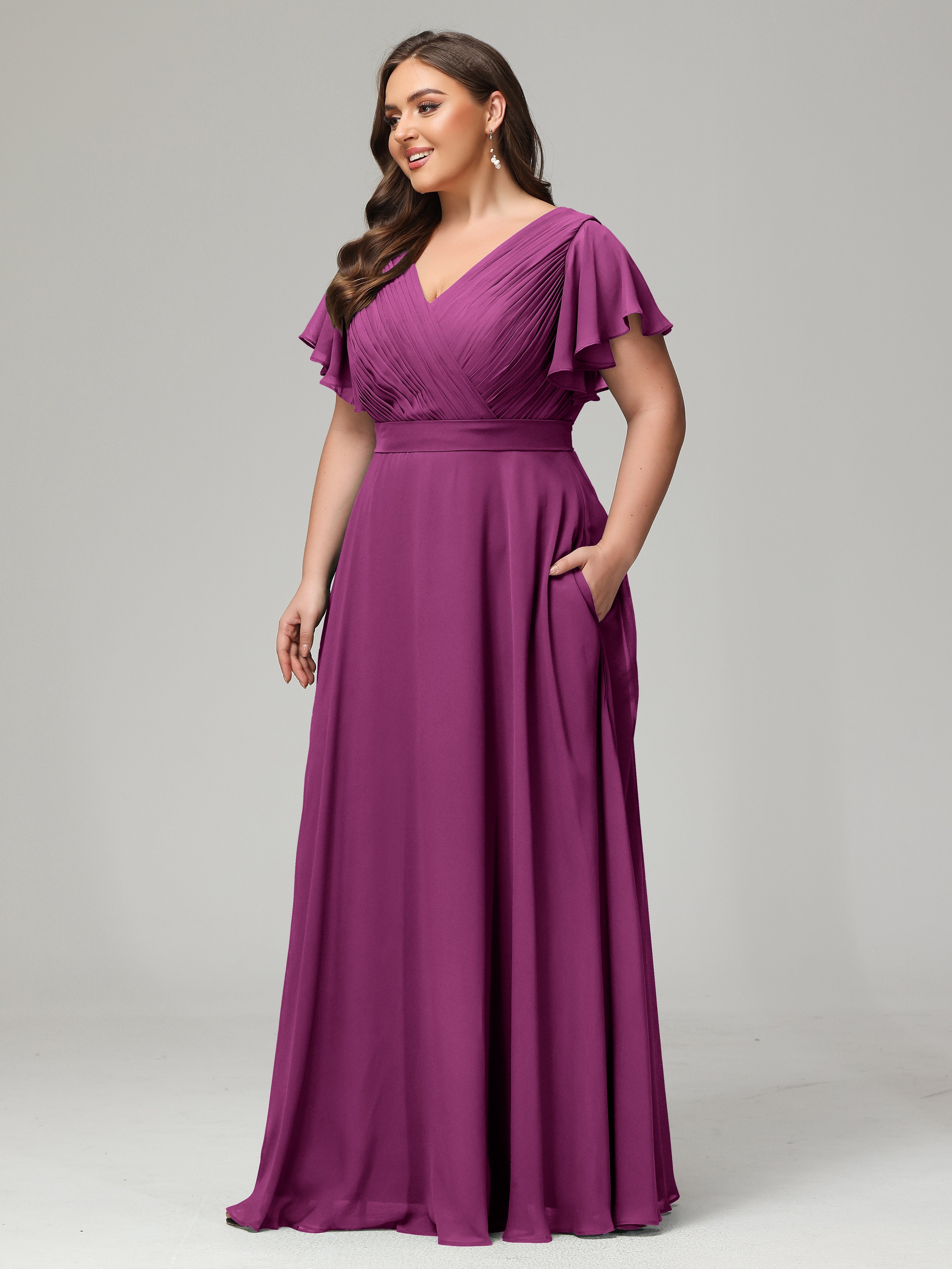 Elegant Plus Size Long Bridesmaid Dresses with Sleeves