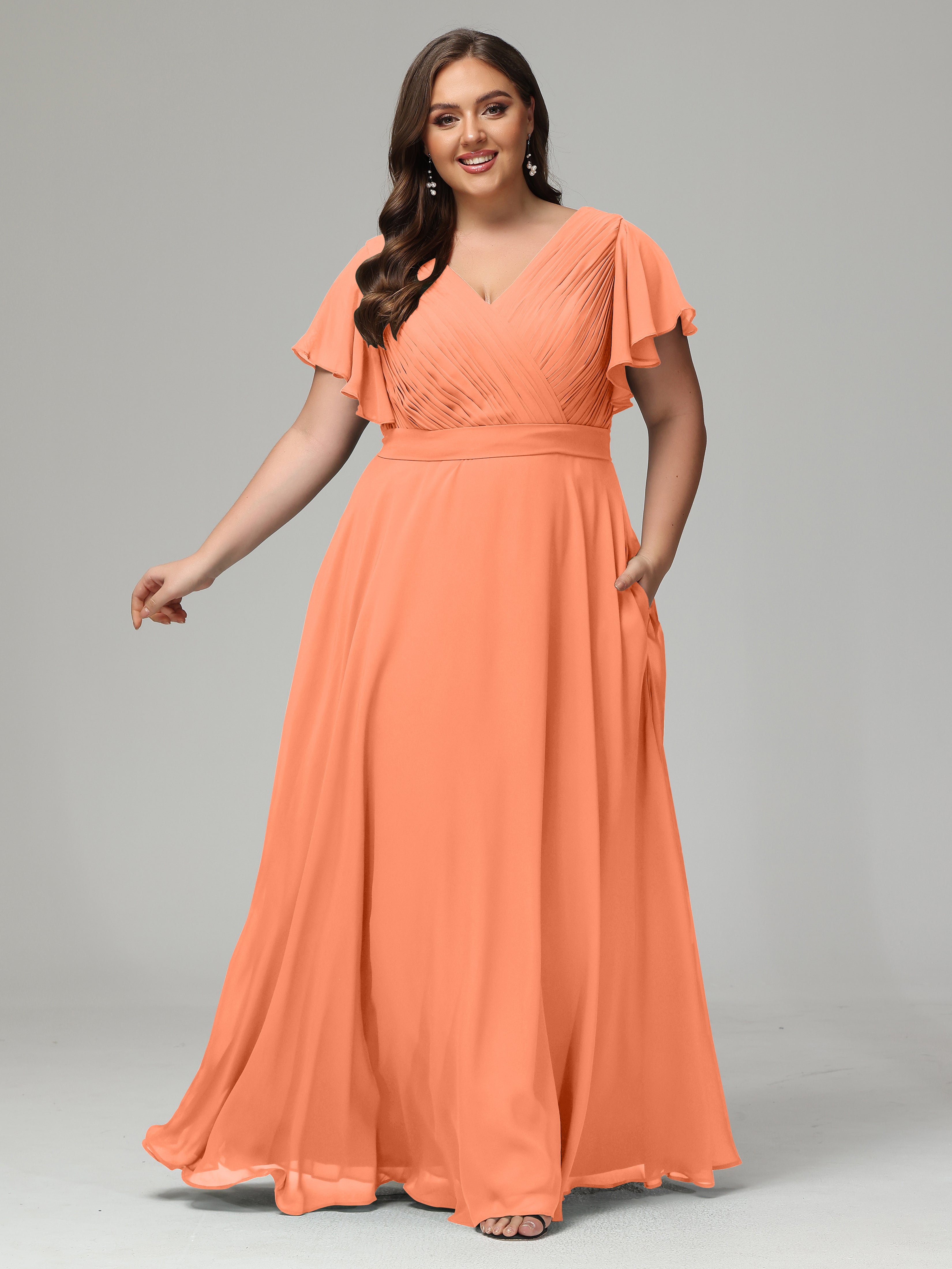 Elegant Plus Size Long Bridesmaid Dresses with Sleeves