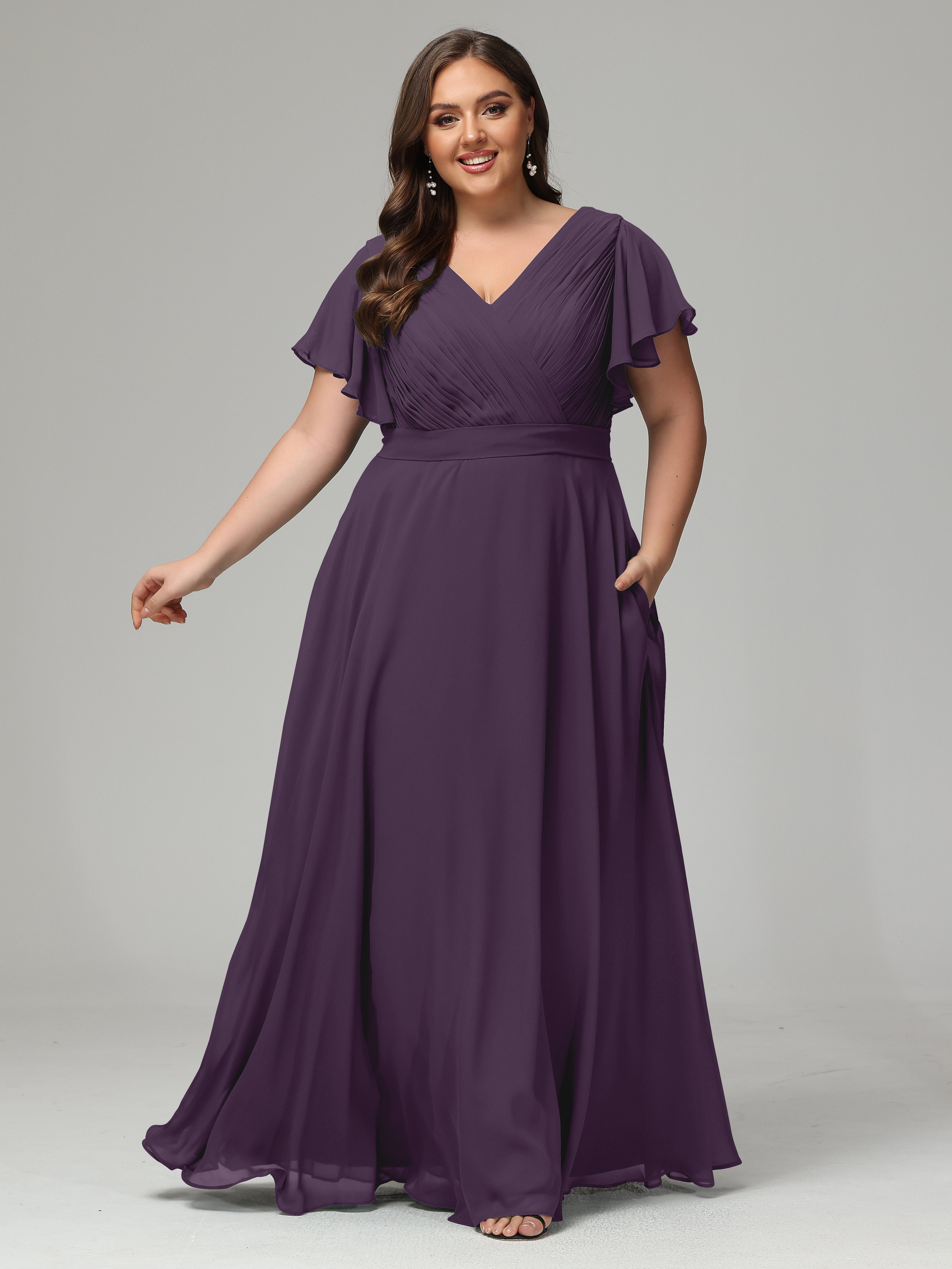 Elegant Plus Size Long Bridesmaid Dresses with Sleeves