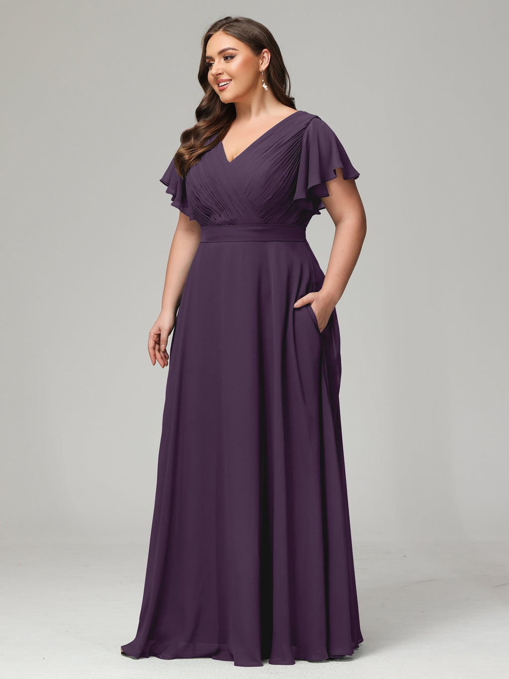 Elegant Plus Size Long Bridesmaid Dresses with Sleeves