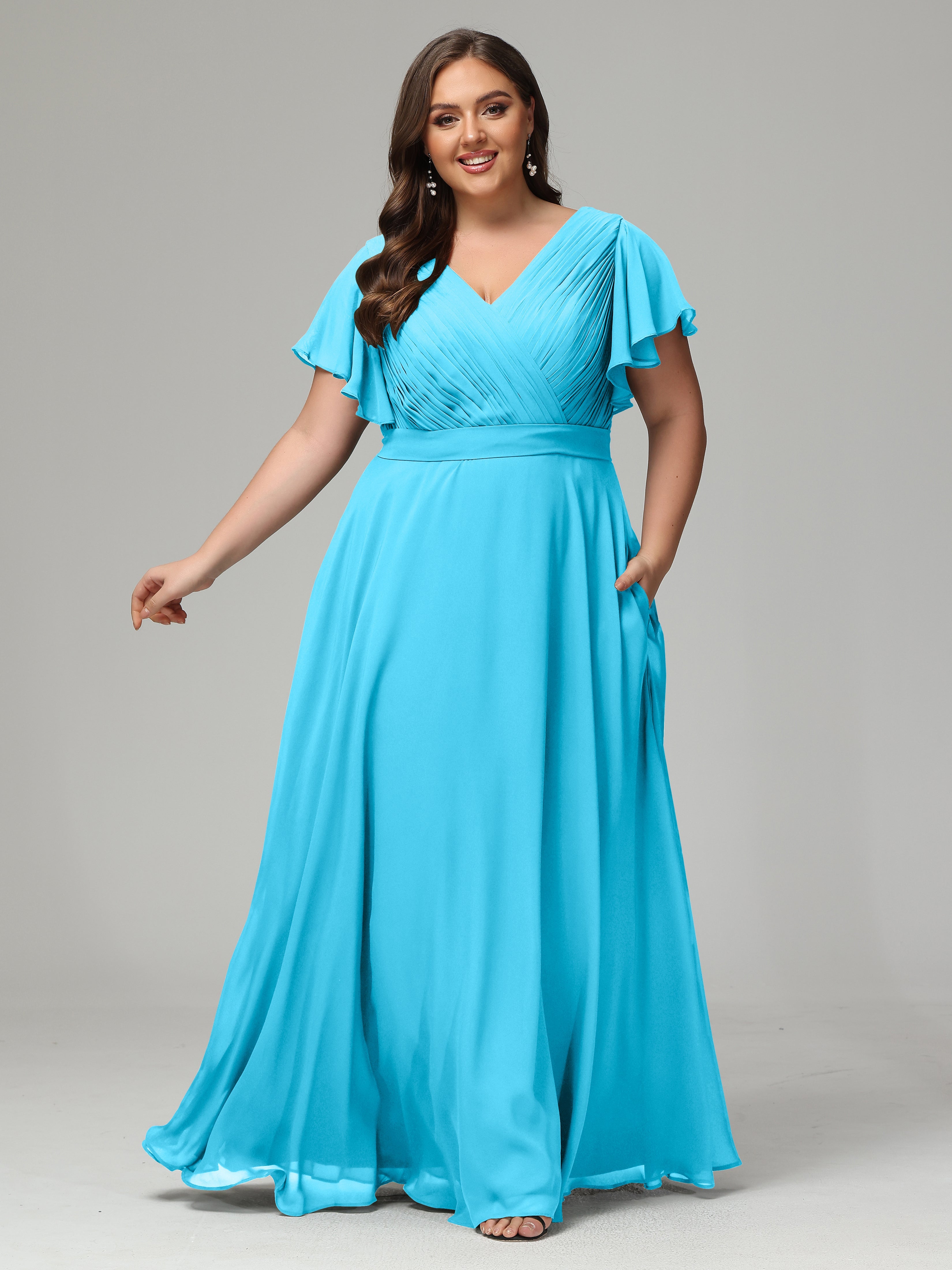 Elegant Plus Size Long Bridesmaid Dresses with Sleeves