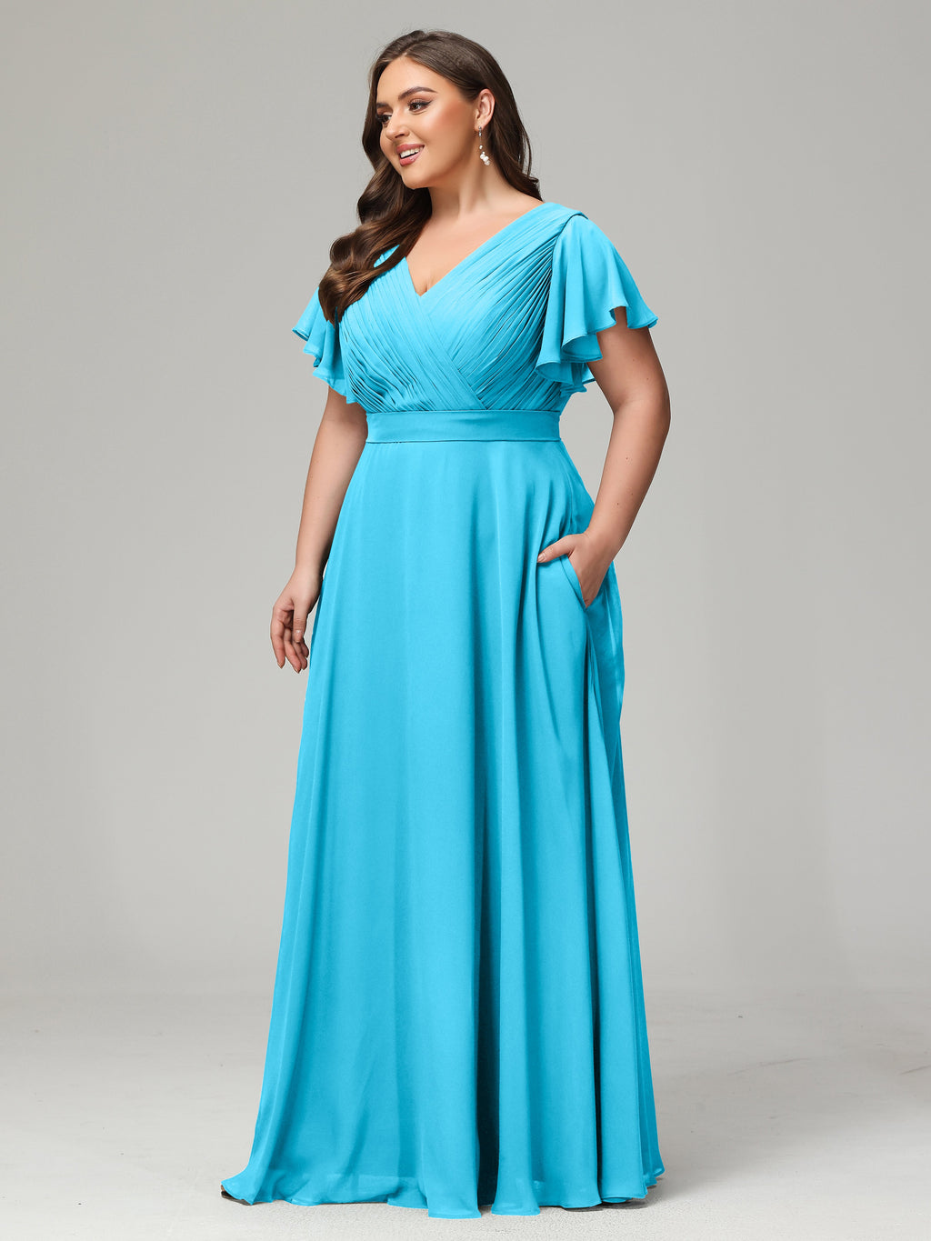 Elegant Plus Size Long Bridesmaid Dresses with Sleeves