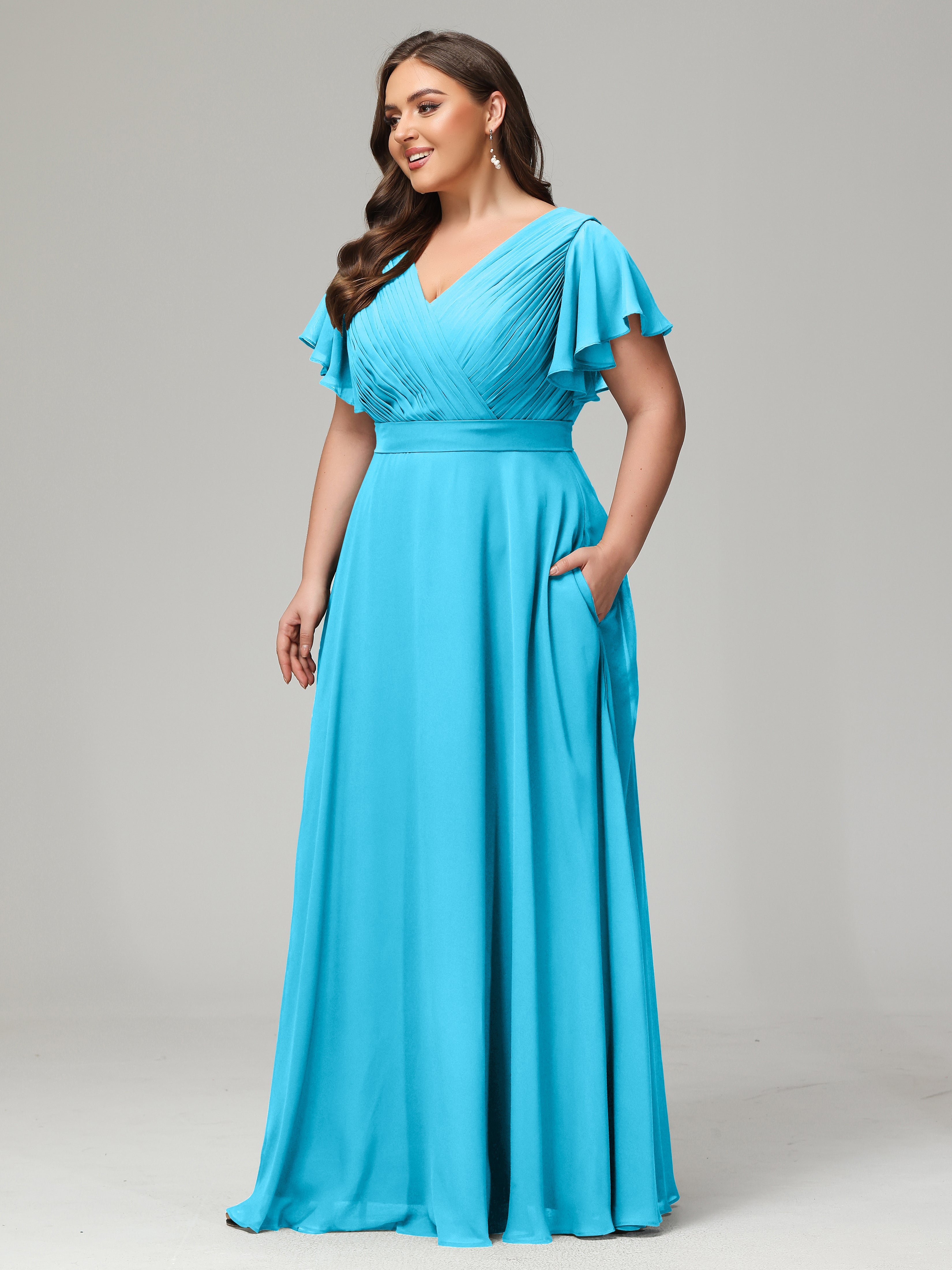 Elegant Plus Size Long Bridesmaid Dresses with Sleeves