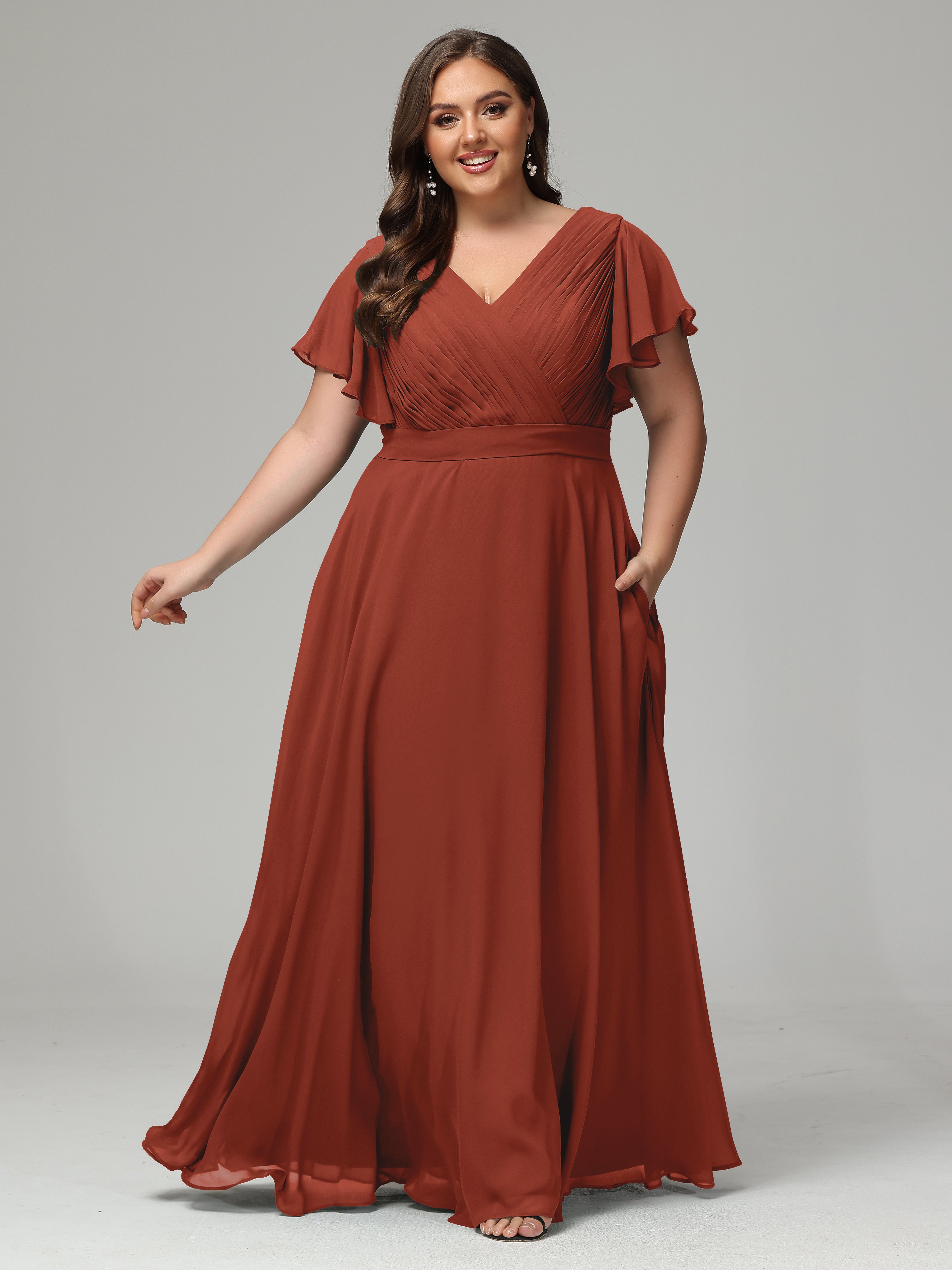 Elegant Plus Size Long Bridesmaid Dresses with Sleeves
