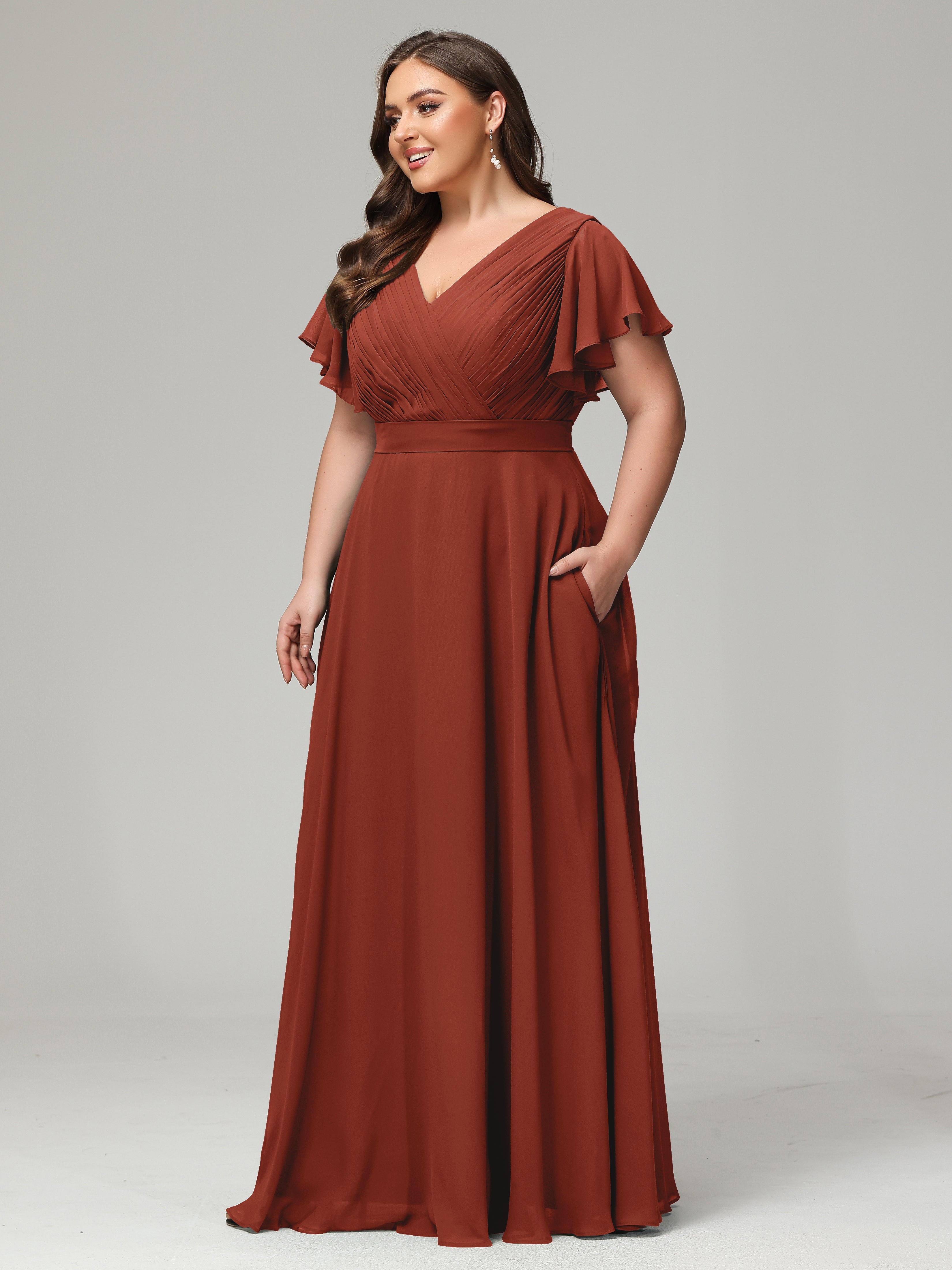 Elegant Plus Size Long Bridesmaid Dresses with Sleeves