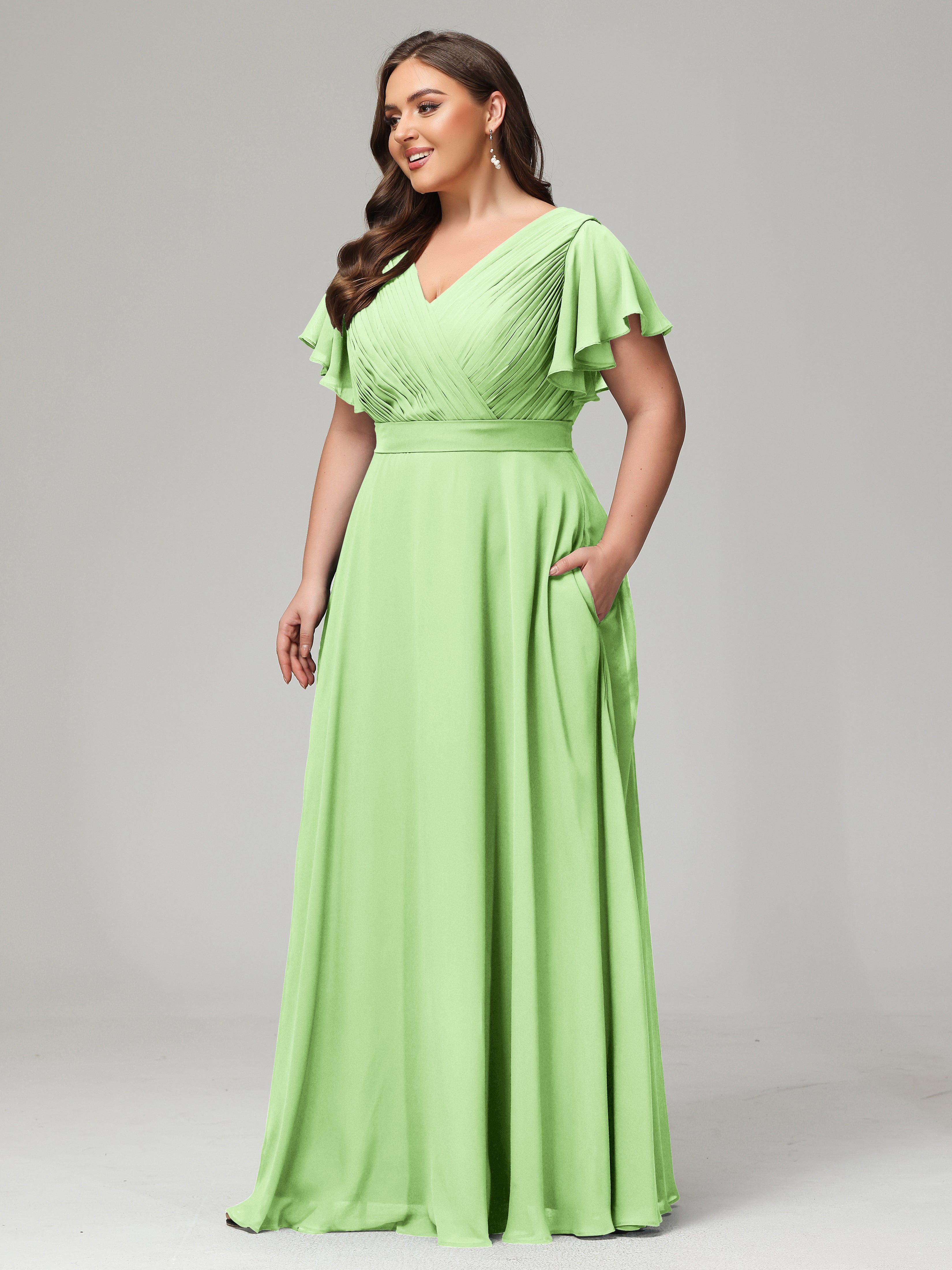 Elegant Plus Size Long Bridesmaid Dresses with Sleeves