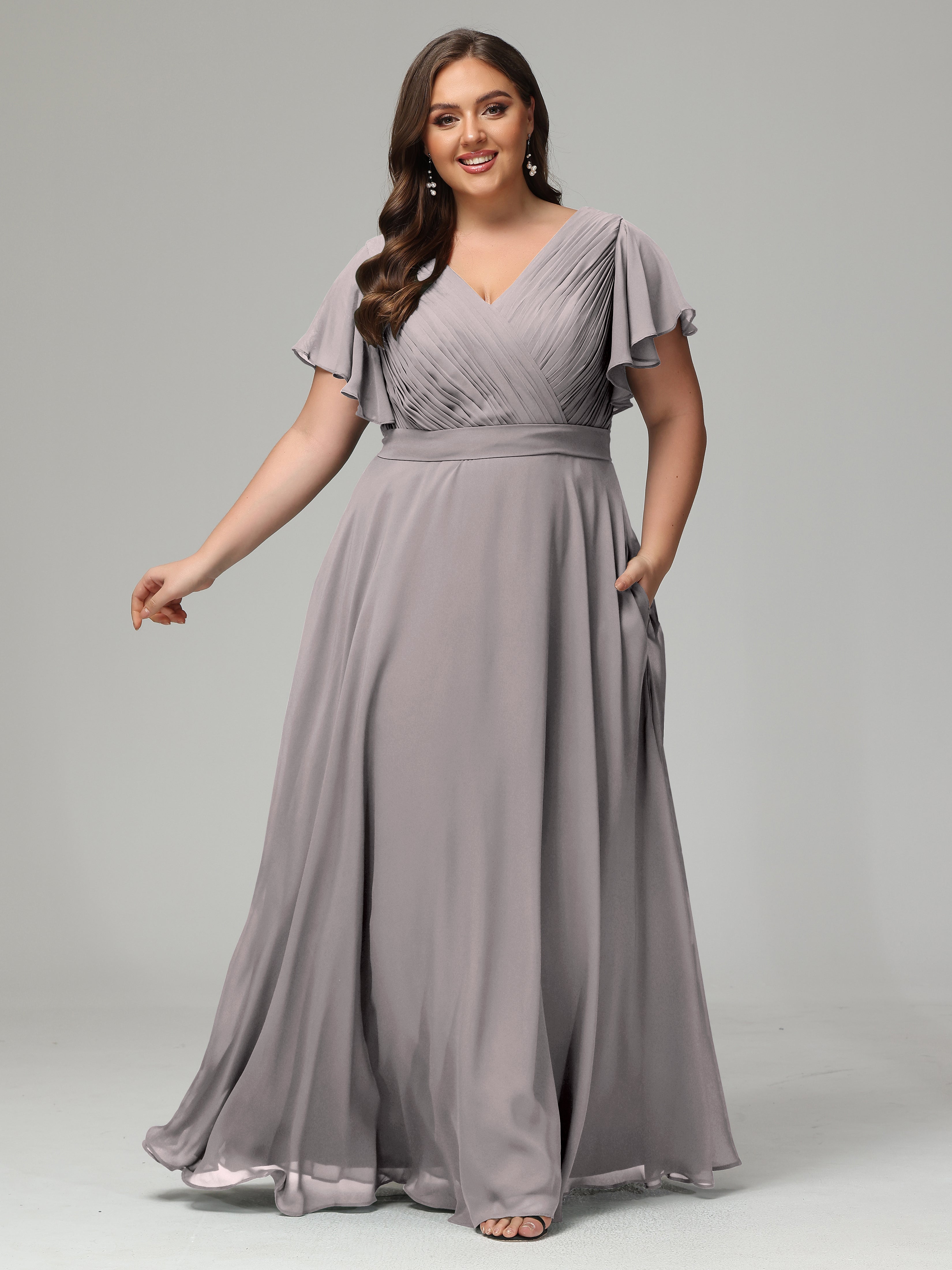 Elegant Plus Size Long Bridesmaid Dresses with Sleeves
