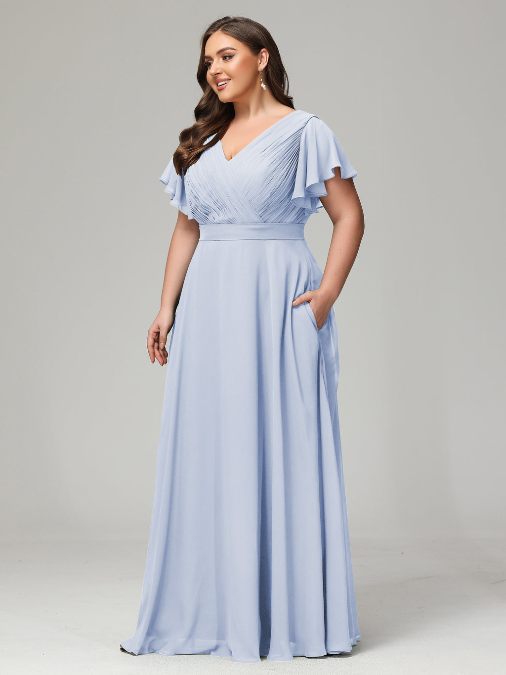 Elegant Plus Size Long Bridesmaid Dresses with Sleeves