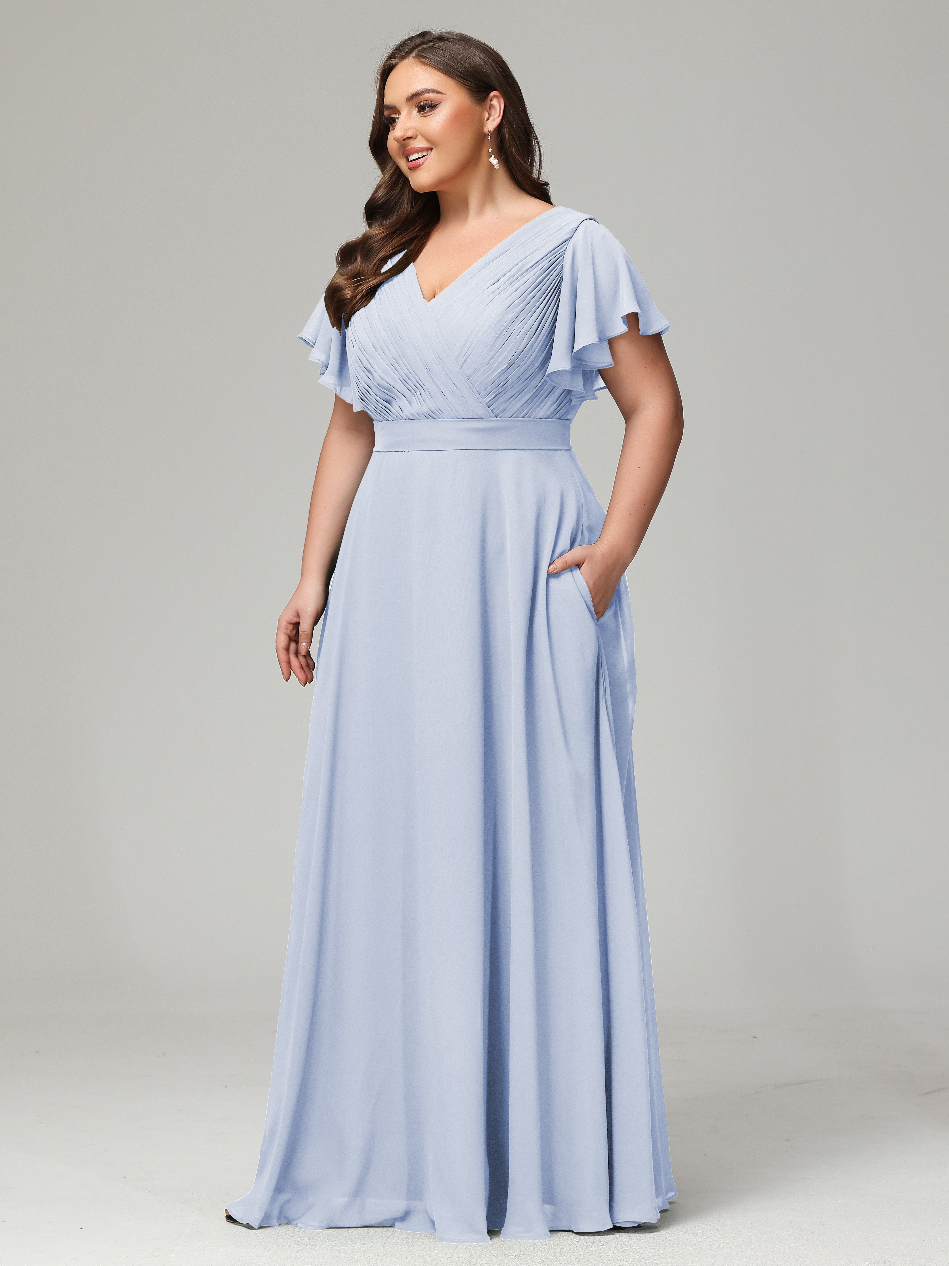Elegant Plus Size Long Bridesmaid Dresses with Sleeves