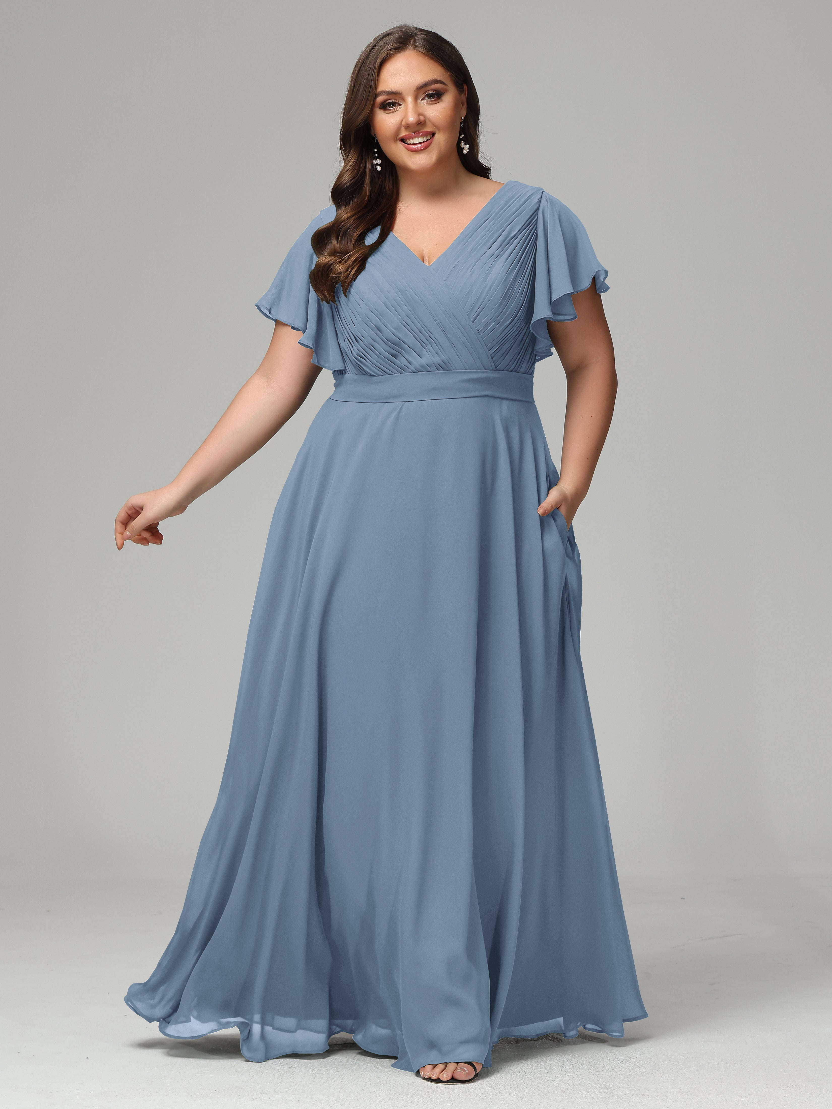 Elegant Plus Size Long Bridesmaid Dresses with Sleeves
